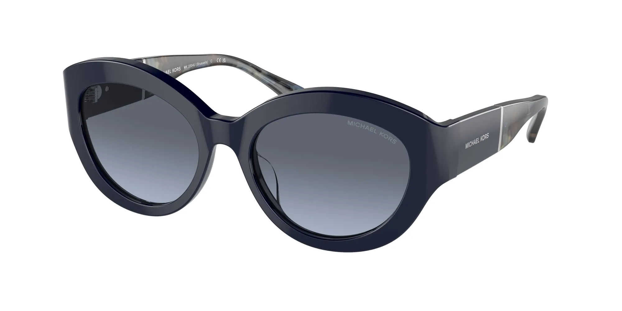 Michael Kors MK2204U BRUSSELS 39488F Occhiali da sole Acetato Blu Grigio Cat Eye Normale Sfumato - immagine 1
