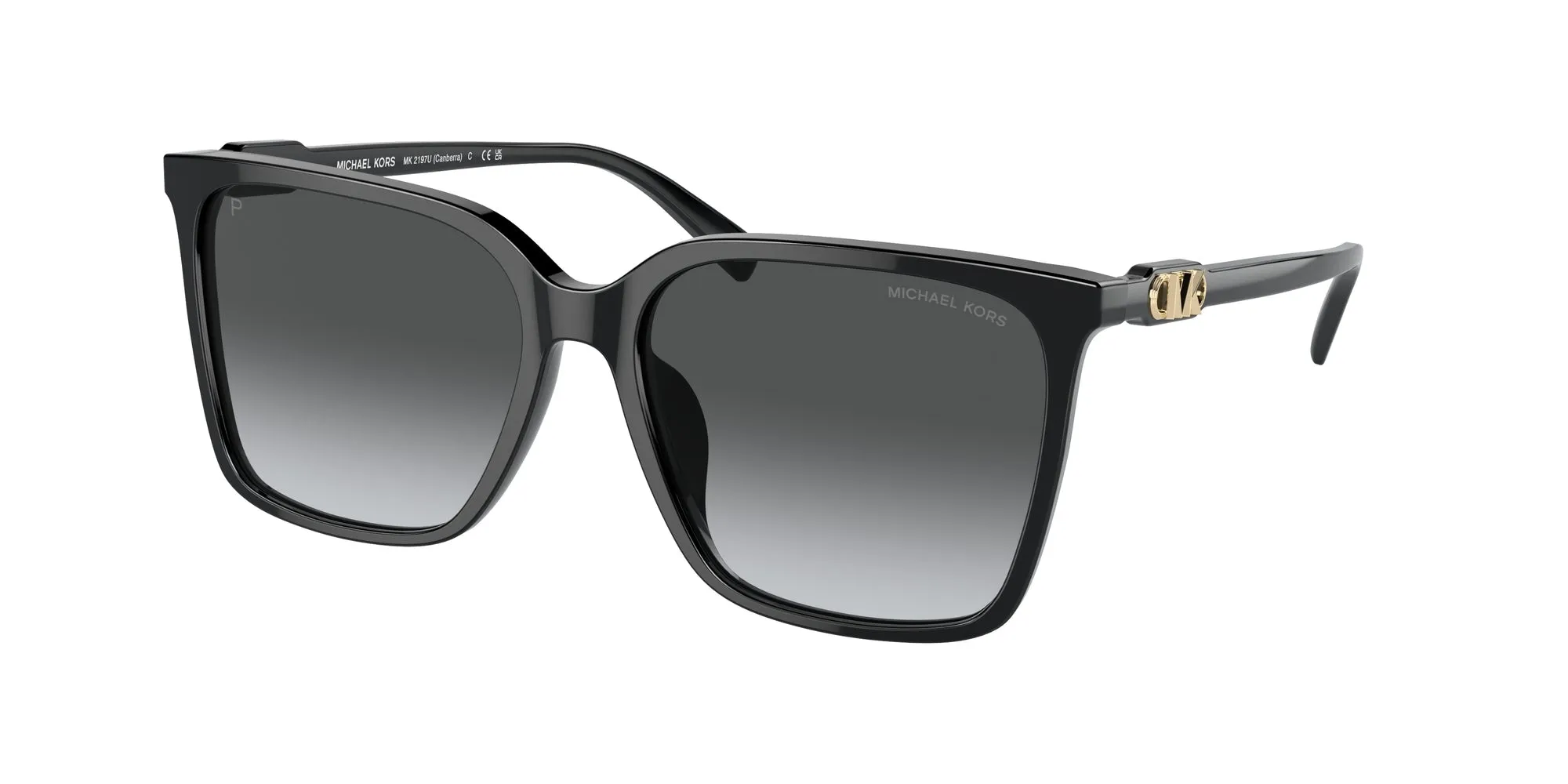 Michael Kors MK2197U CANBERRA 3005T3 Occhiali da sole Acetato Nero Grigio Squadrata Polarizzata Sfumato - immagine 1