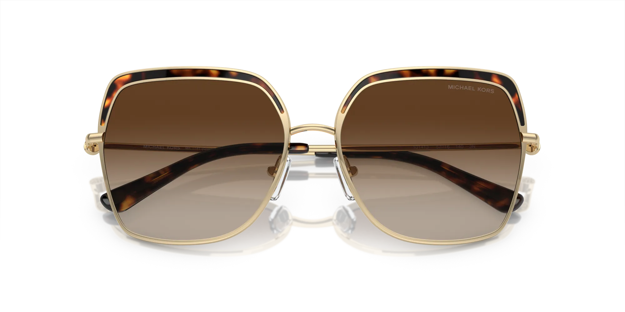 Michael Kors MK1141 GREENPOINT 101413 Occhiali da sole Metallo Oro Marrone Squadrata Normale Sfumato - immagine 2
