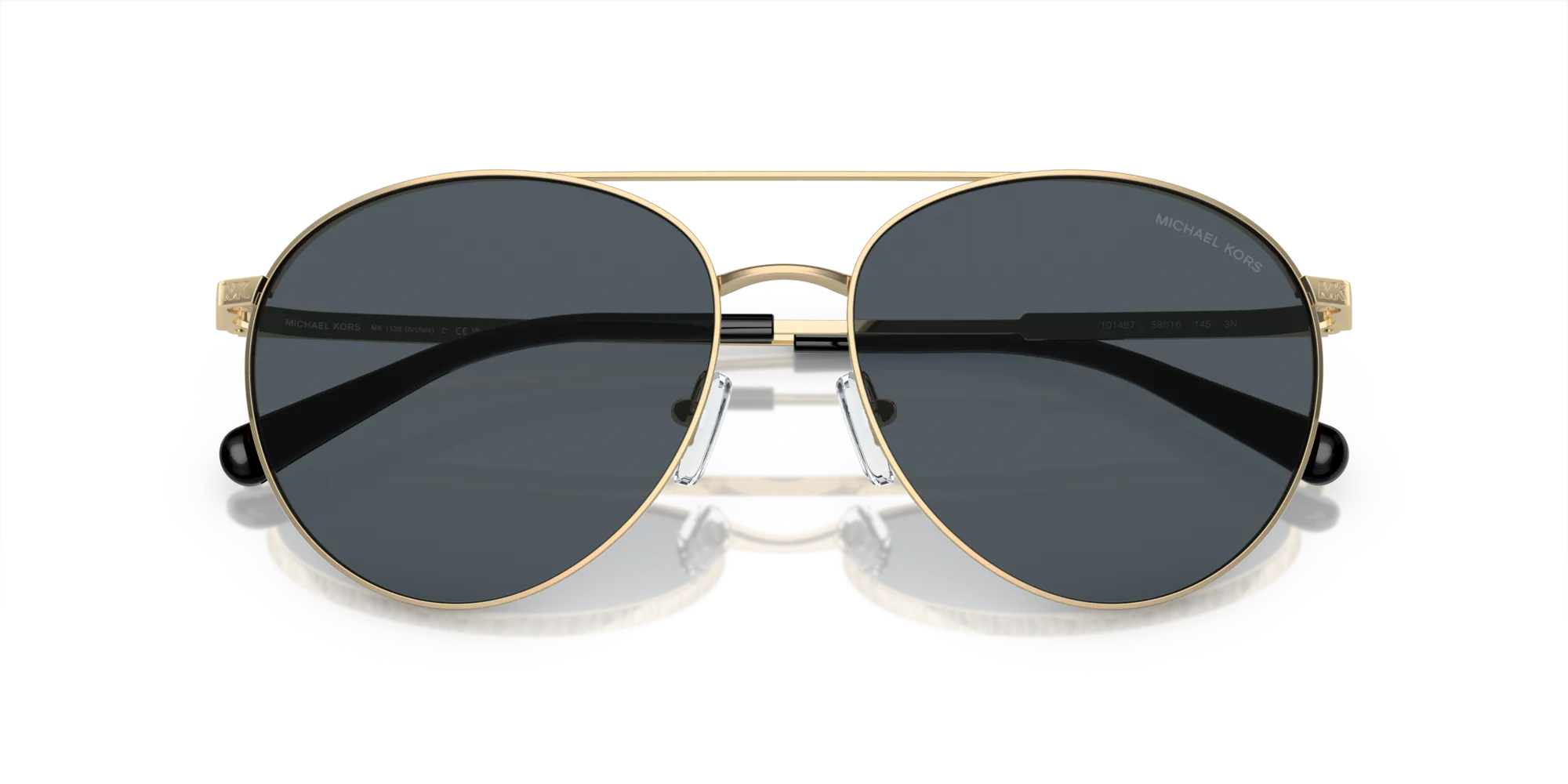 Michael Kors MK1138 ARCHES 101487 Occhiali da sole Metallo Oro Grigio Pilot Normale - immagine 2