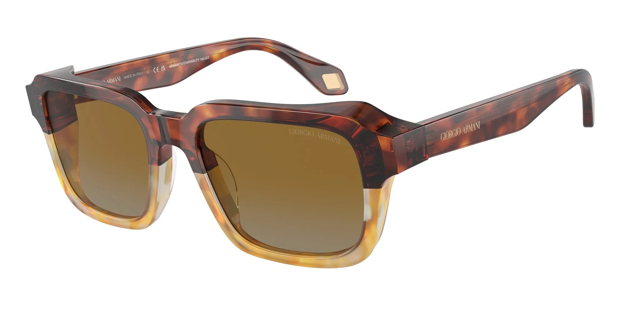 Giorgio Armani AR8194U 6034B2 Occhiali da sole Acetato Marrone Grigio Squadrata Normale Sfumato - immagine 1