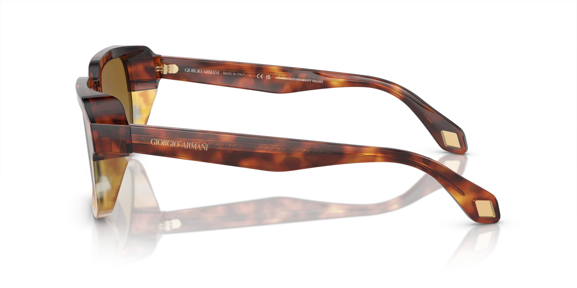 Giorgio Armani AR8194U 6034B2 Occhiali da sole Acetato Marrone Grigio Squadrata Normale Sfumato - immagine 4
