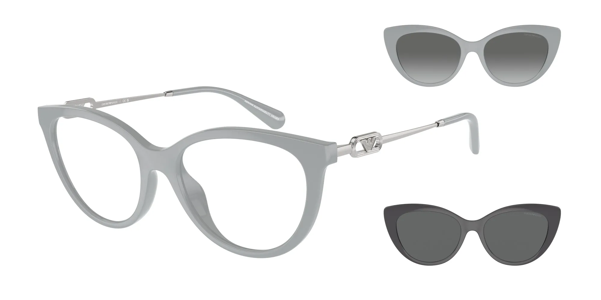 Emporio Armani EA4213U 51971W Occhiali da sole Iniettato Grigio Trasparente Cat Eye Normale - immagine 1