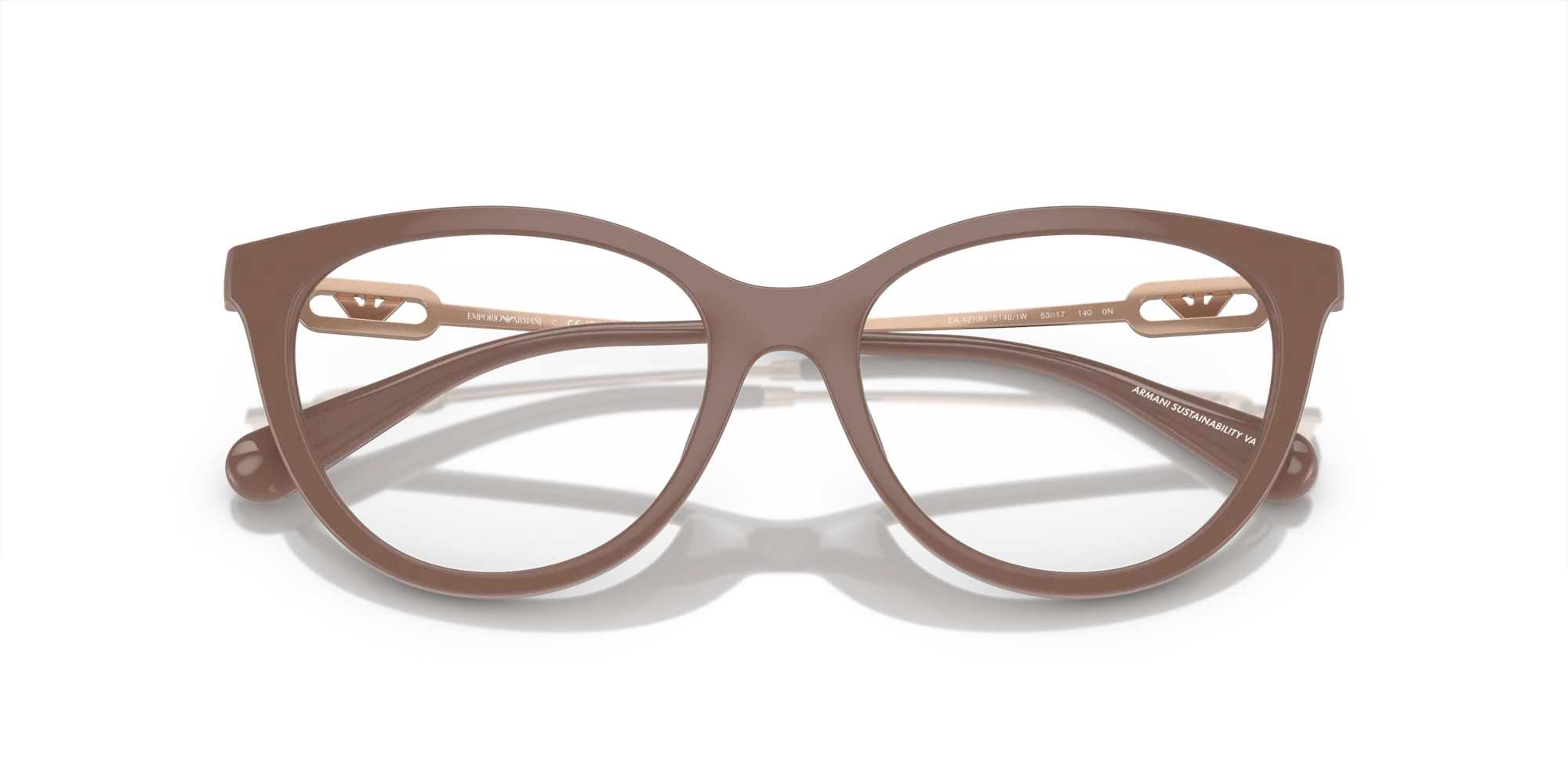 Emporio Armani EA4213U 51461W Occhiali da sole Iniettato Marrone Trasparente Cat Eye Normale - immagine 2