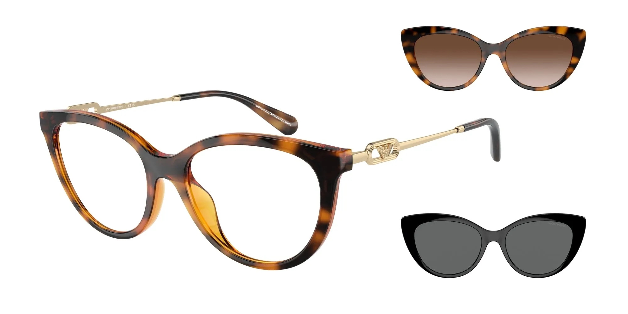 Emporio Armani EA4213U 50261W Occhiali da sole Iniettato Tartaruga Trasparente Cat Eye Normale - immagine 1