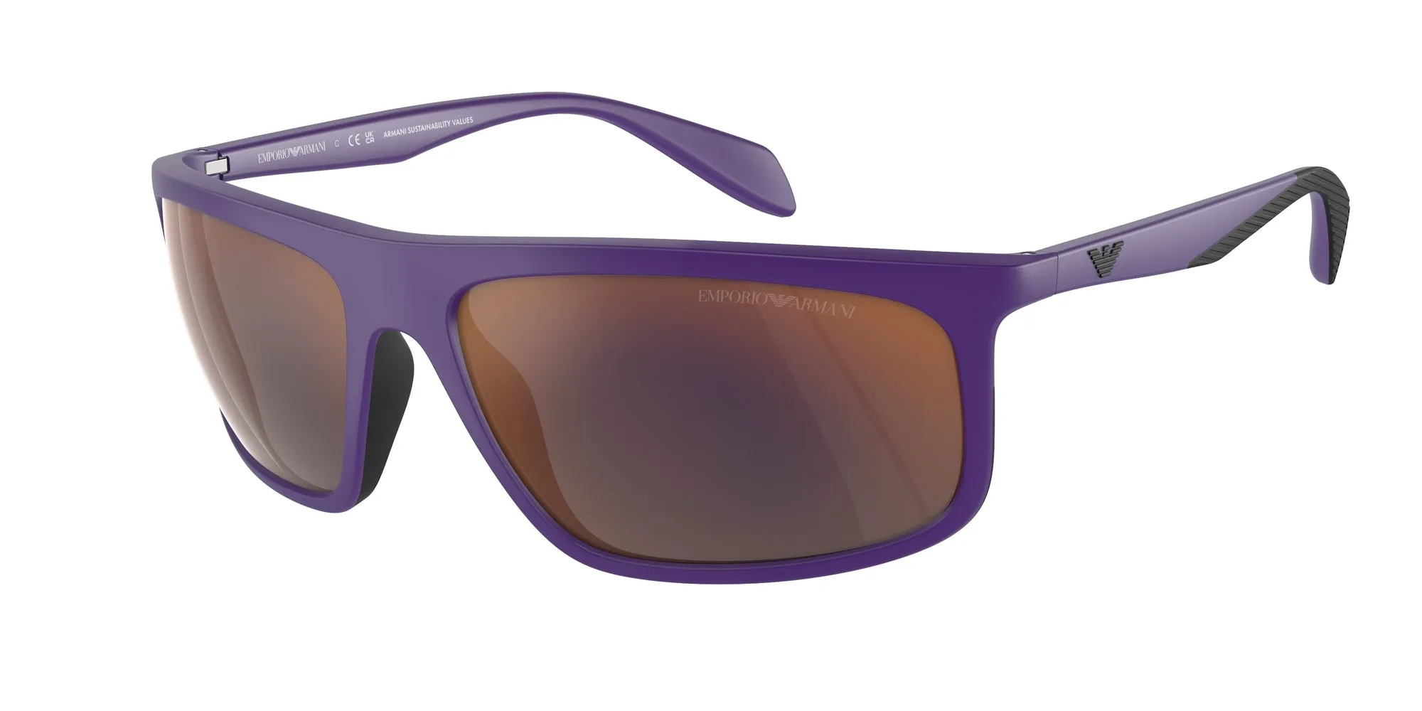 Emporio Armani EA4212U 52466Q Occhiali da sole Iniettato Viola Grigio Pilot Specchiate Specchiato - immagine 1