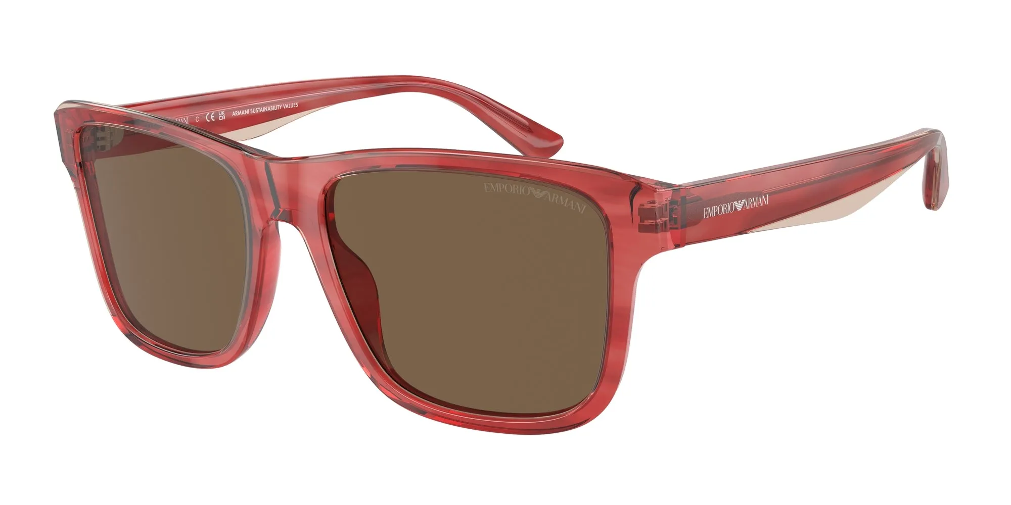Emporio Armani EA4208 605373 Occhiali da sole Acetato Rosso Marrone Pillow Normale - immagine 1