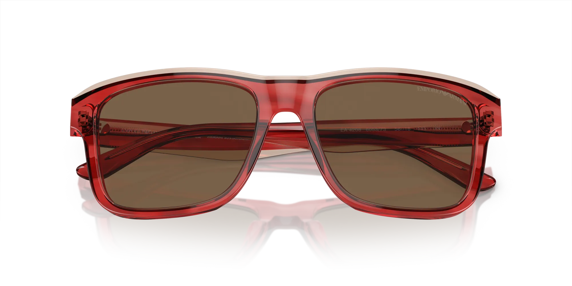 Emporio Armani EA4208 605373 Occhiali da sole Acetato Rosso Marrone Pillow Normale - immagine 2