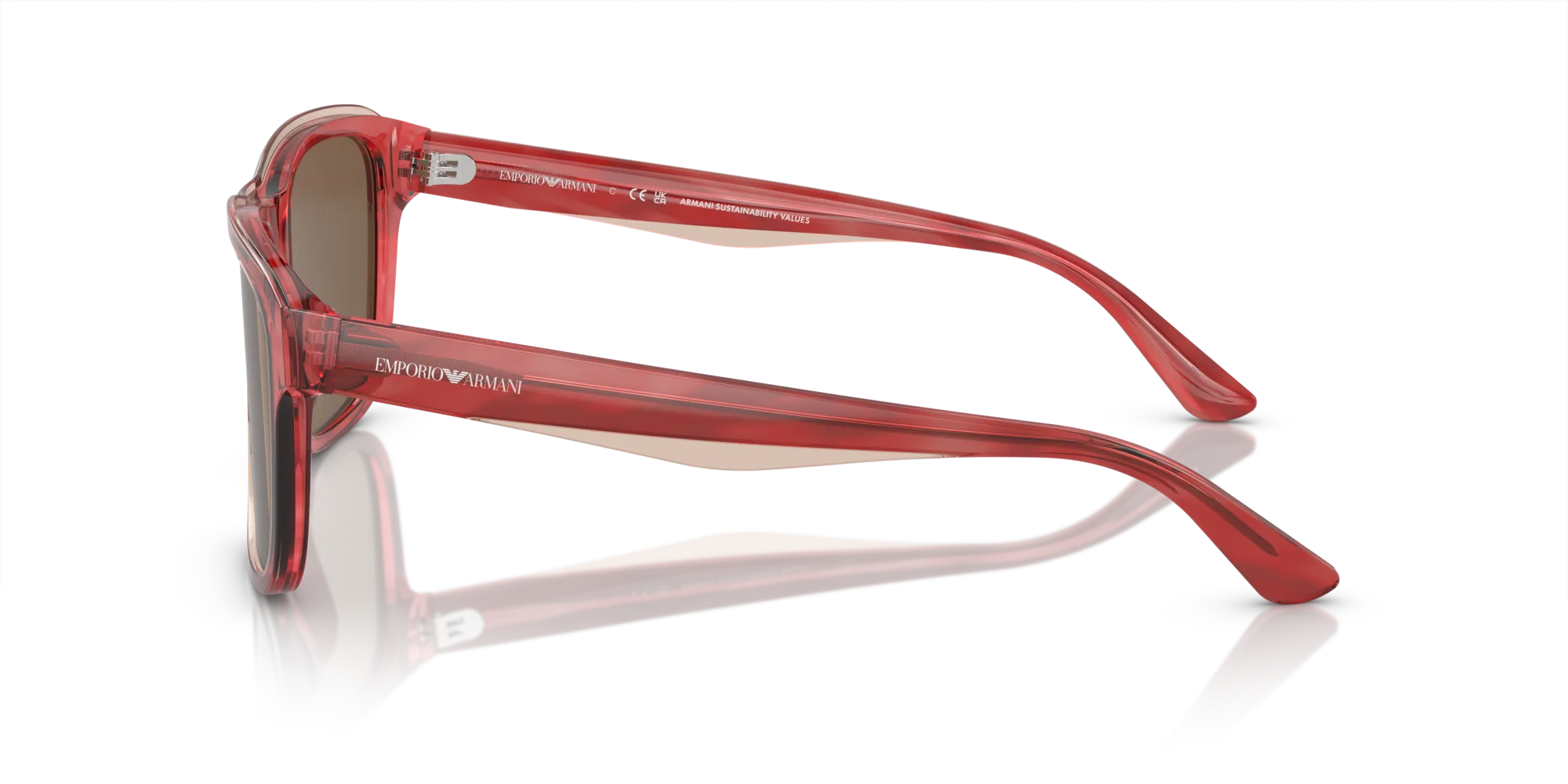 Emporio Armani EA4208 605373 Occhiali da sole Acetato Rosso Marrone Pillow Normale - immagine 4