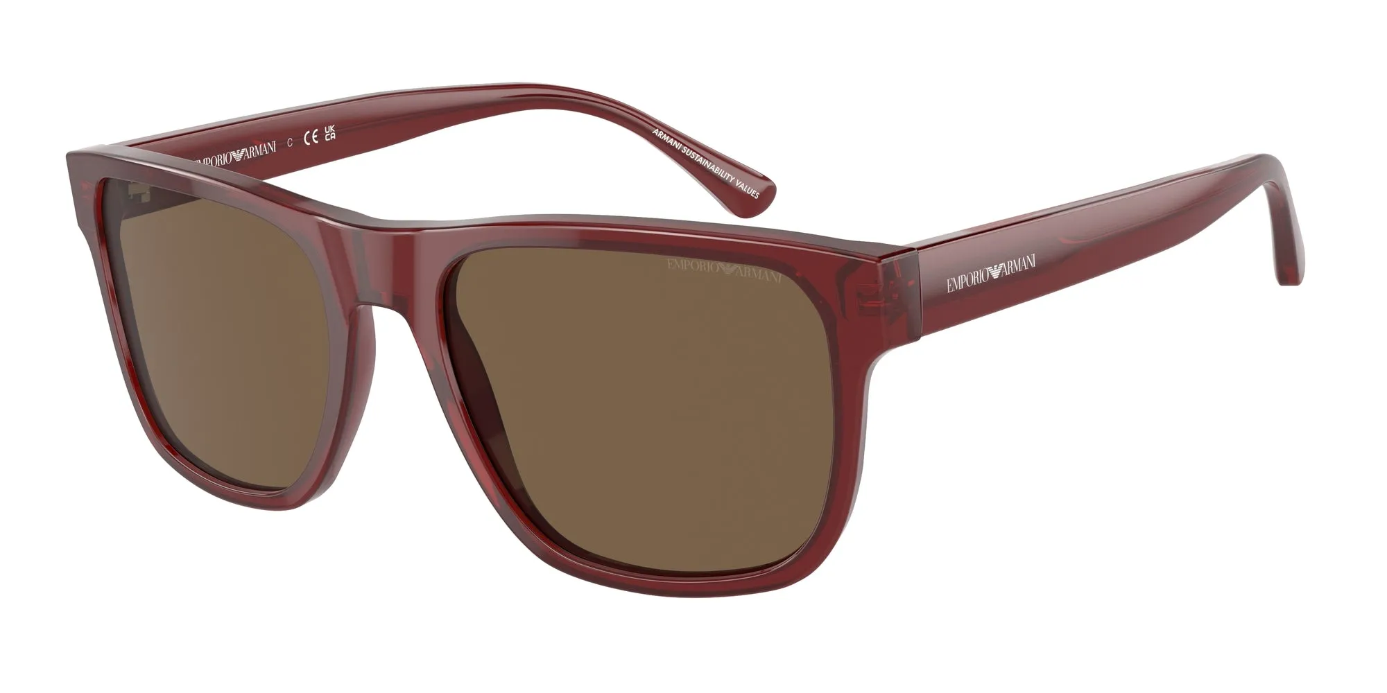 Emporio Armani EA4163 507573 Occhiali da sole Acetato Rosso Marrone Pillow Normale - immagine 1