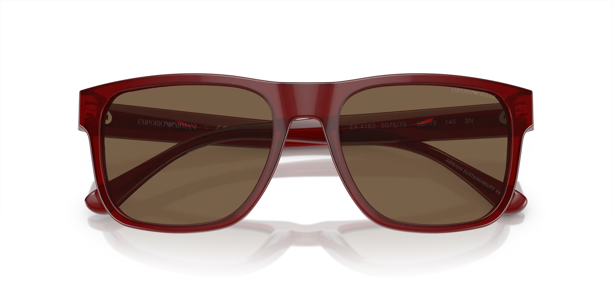 Emporio Armani EA4163 507573 Occhiali da sole Acetato Rosso Marrone Pillow Normale - immagine 2