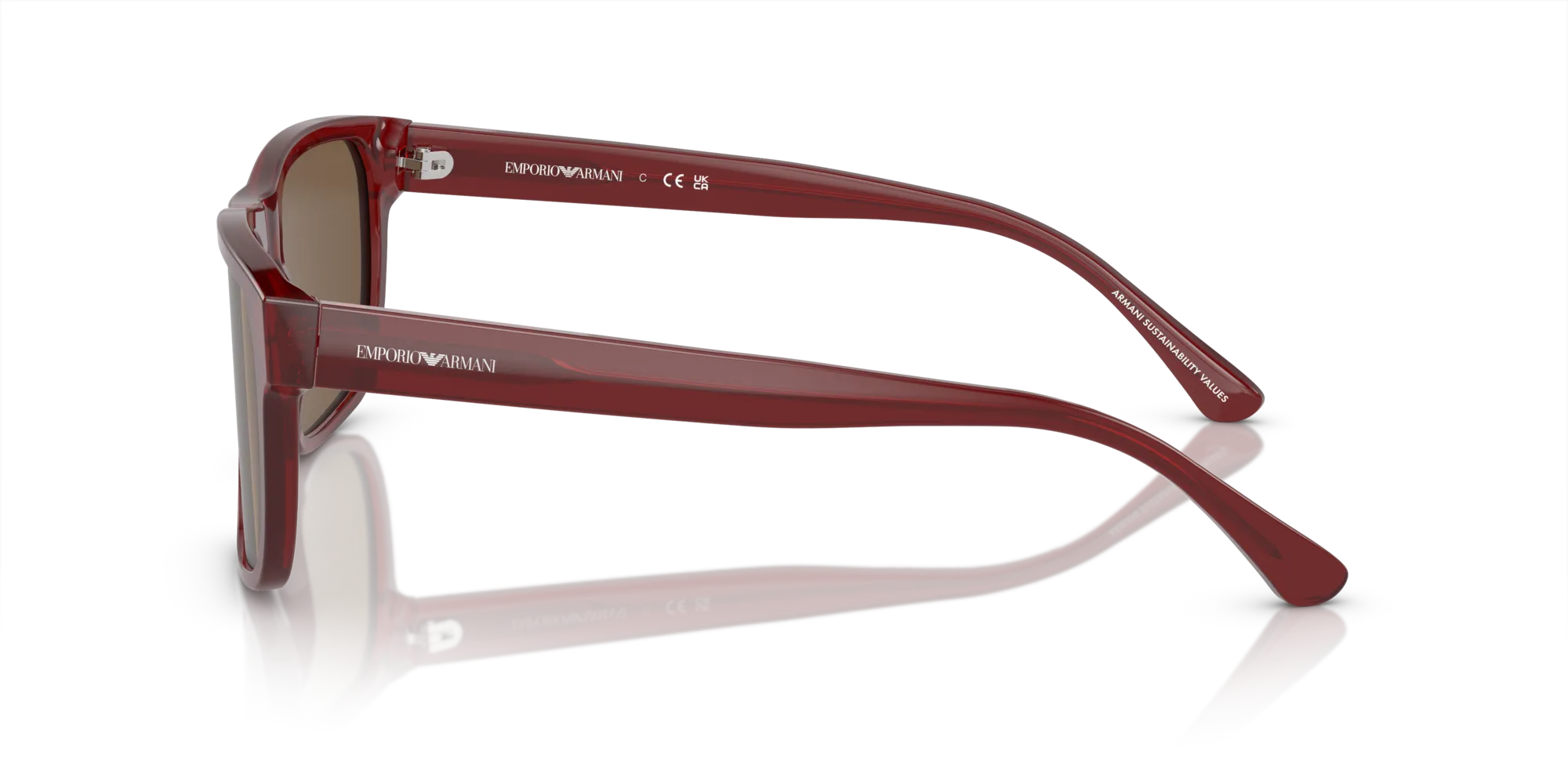 Emporio Armani EA4163 507573 Occhiali da sole Acetato Rosso Marrone Pillow Normale - immagine 4