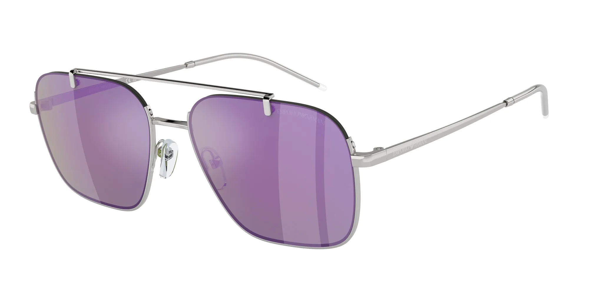 Emporio Armani EA2150 30154V Occhiali da sole Metallo Argento Grigio Squadrata Specchiate Specchiato - immagine 1