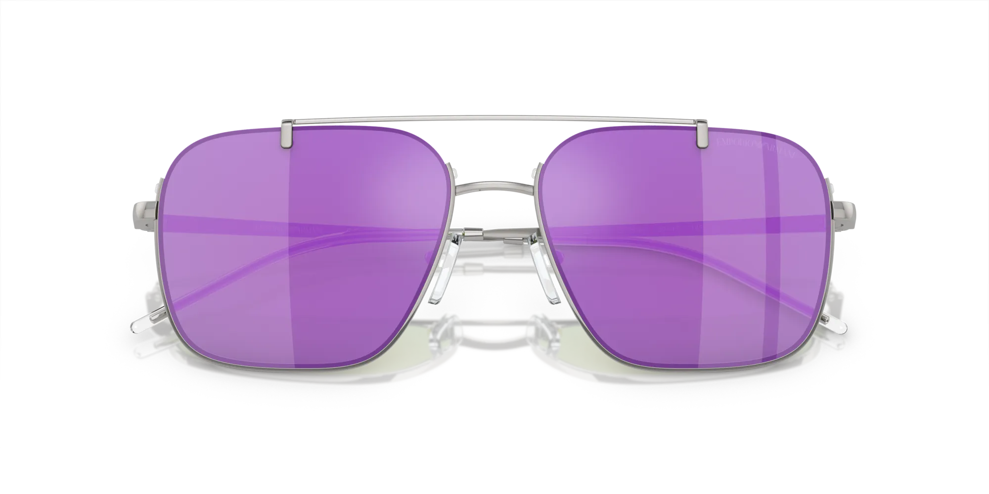 Emporio Armani EA2150 30154V Occhiali da sole Metallo Argento Grigio Squadrata Specchiate Specchiato - immagine 2