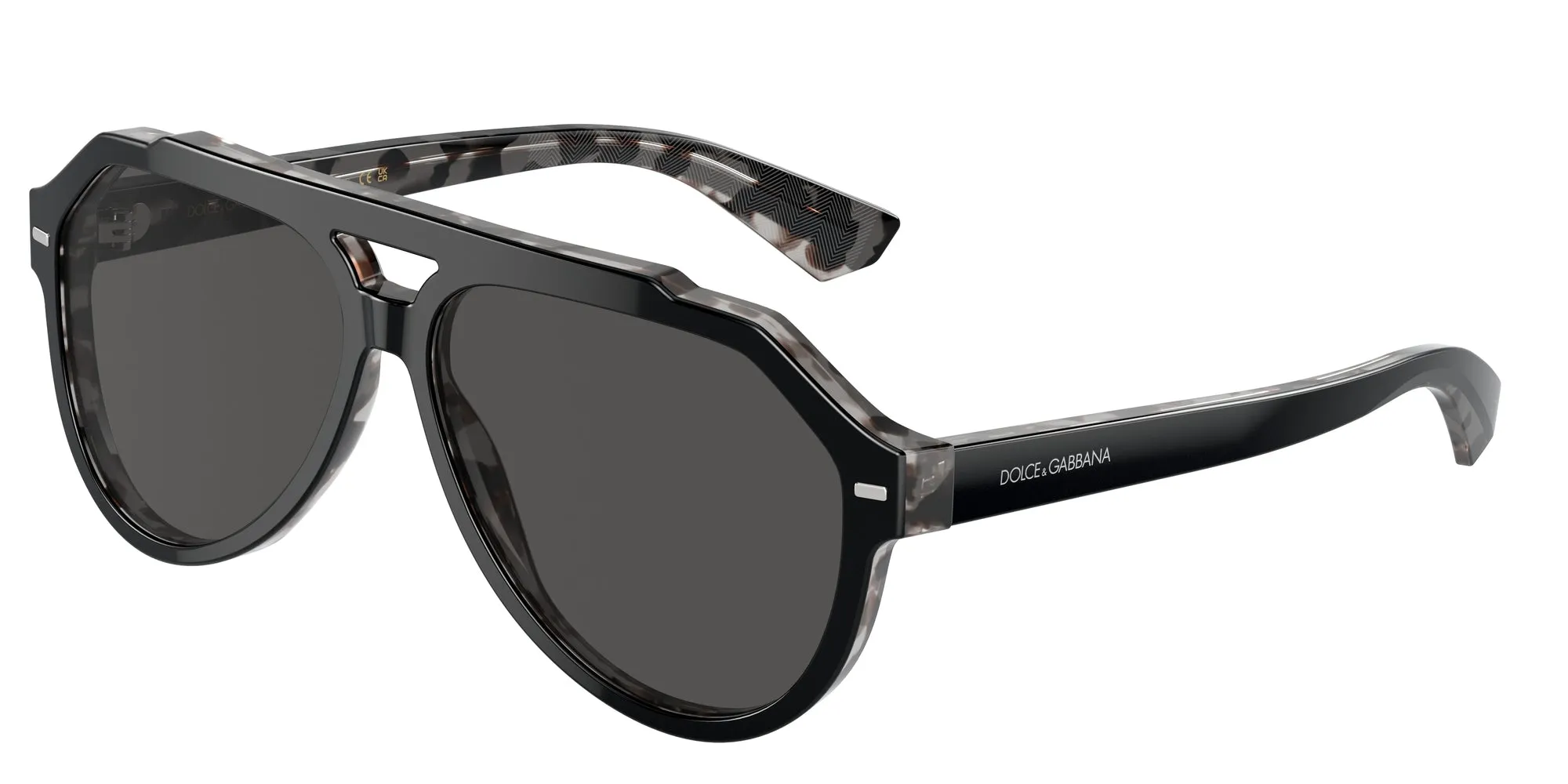 Dolce & Gabbana DG4452 340387 Occhiali da sole Acetato Nero Grigio Pilot Normale - immagine 1