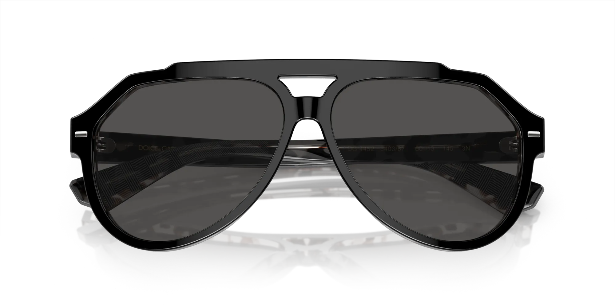Dolce & Gabbana DG4452 340387 Occhiali da sole Acetato Nero Grigio Pilot Normale - immagine 2
