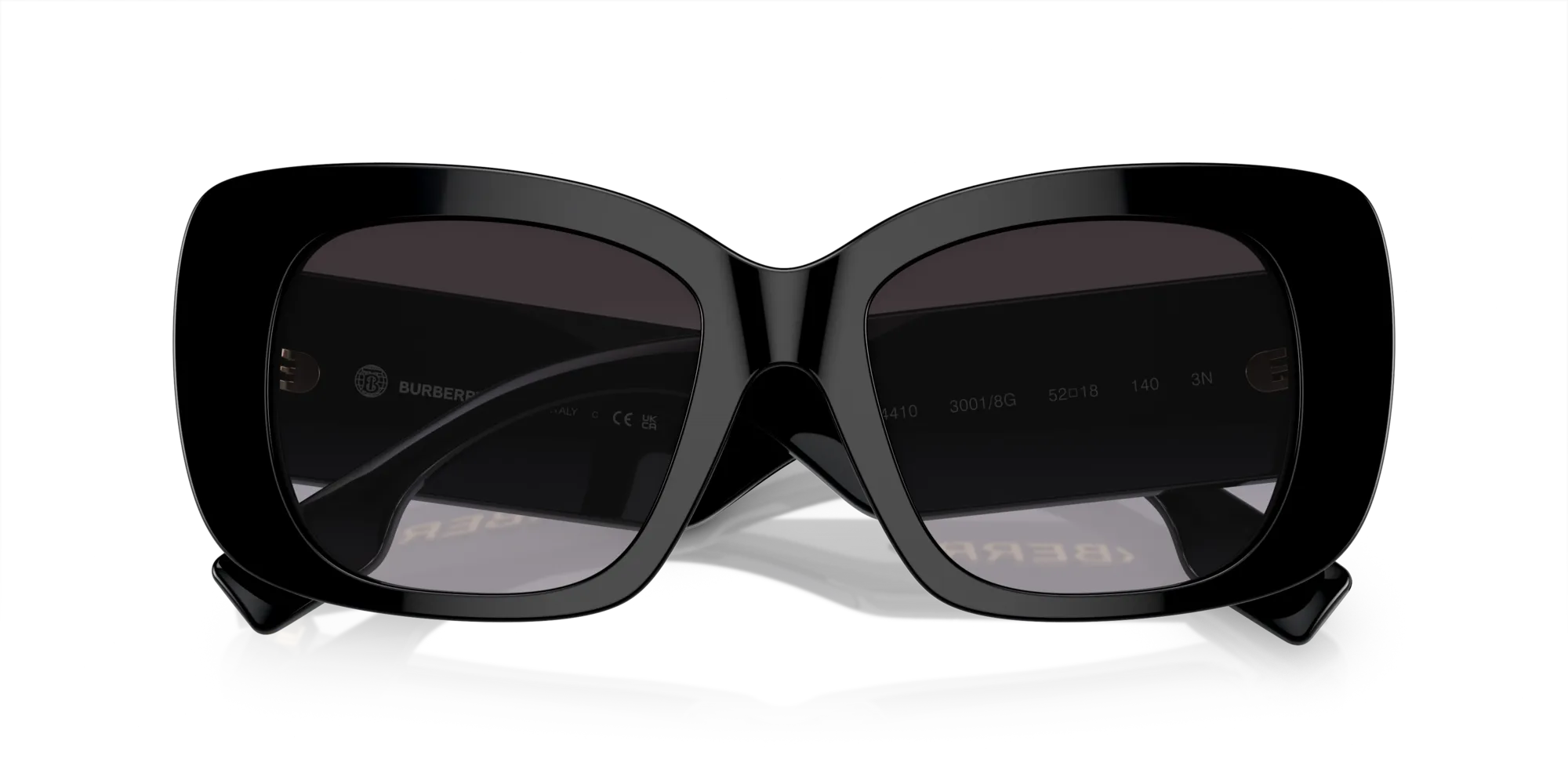 Burberry BE4410 30018G Occhiali da sole Acetato Nero Grigio Squadrata Normale Sfumato - immagine 2