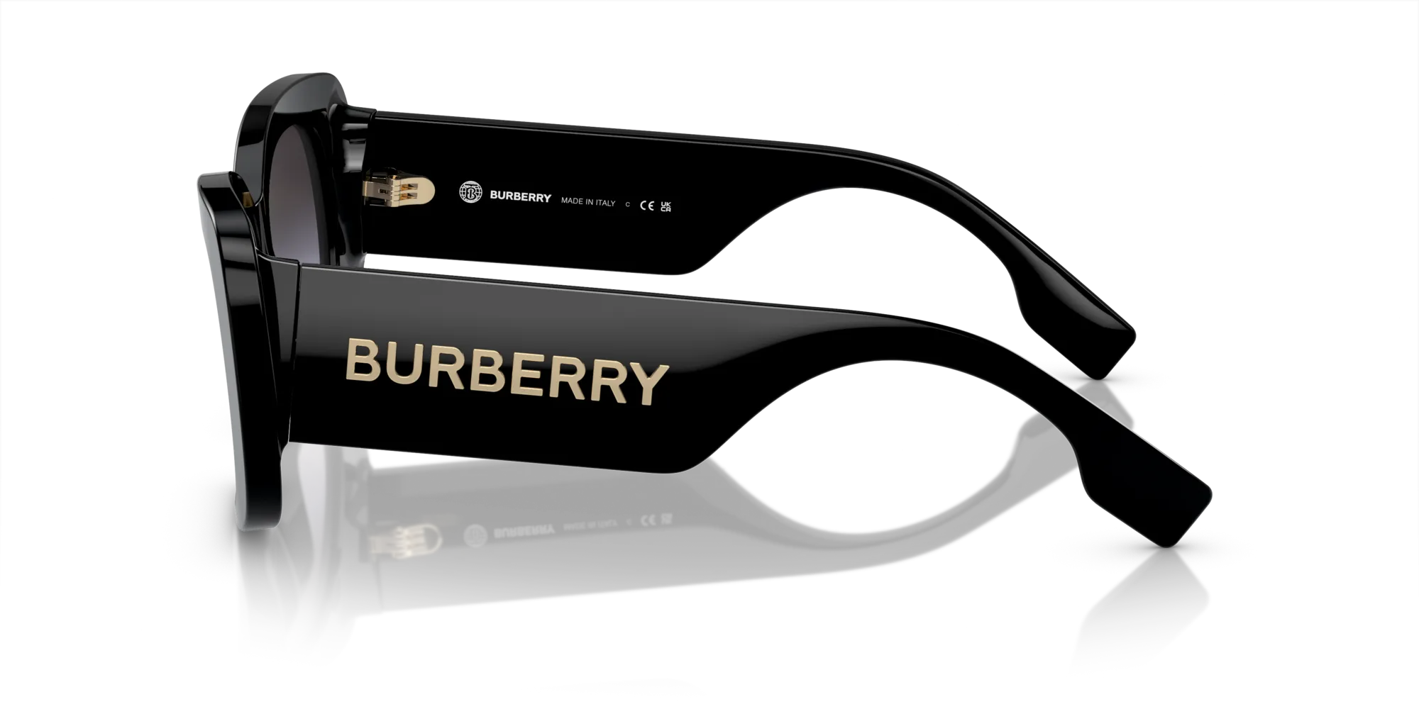 Burberry BE4410 30018G Occhiali da sole Acetato Nero Grigio Squadrata Normale Sfumato - immagine 4