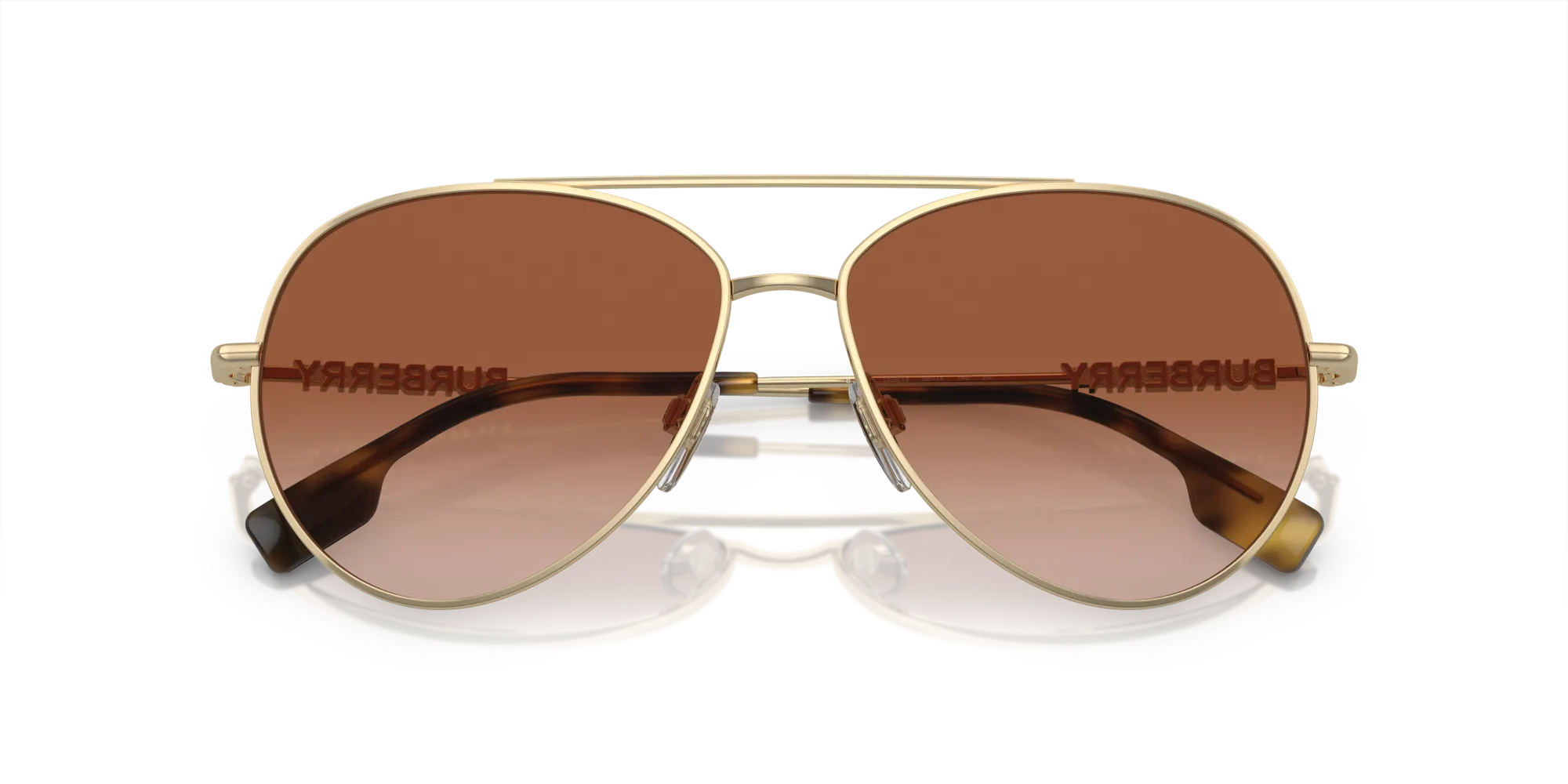 Burberry BE3147 110913 Occhiali da sole Metallo Oro Marrone Pilot Normale Sfumato - immagine 2