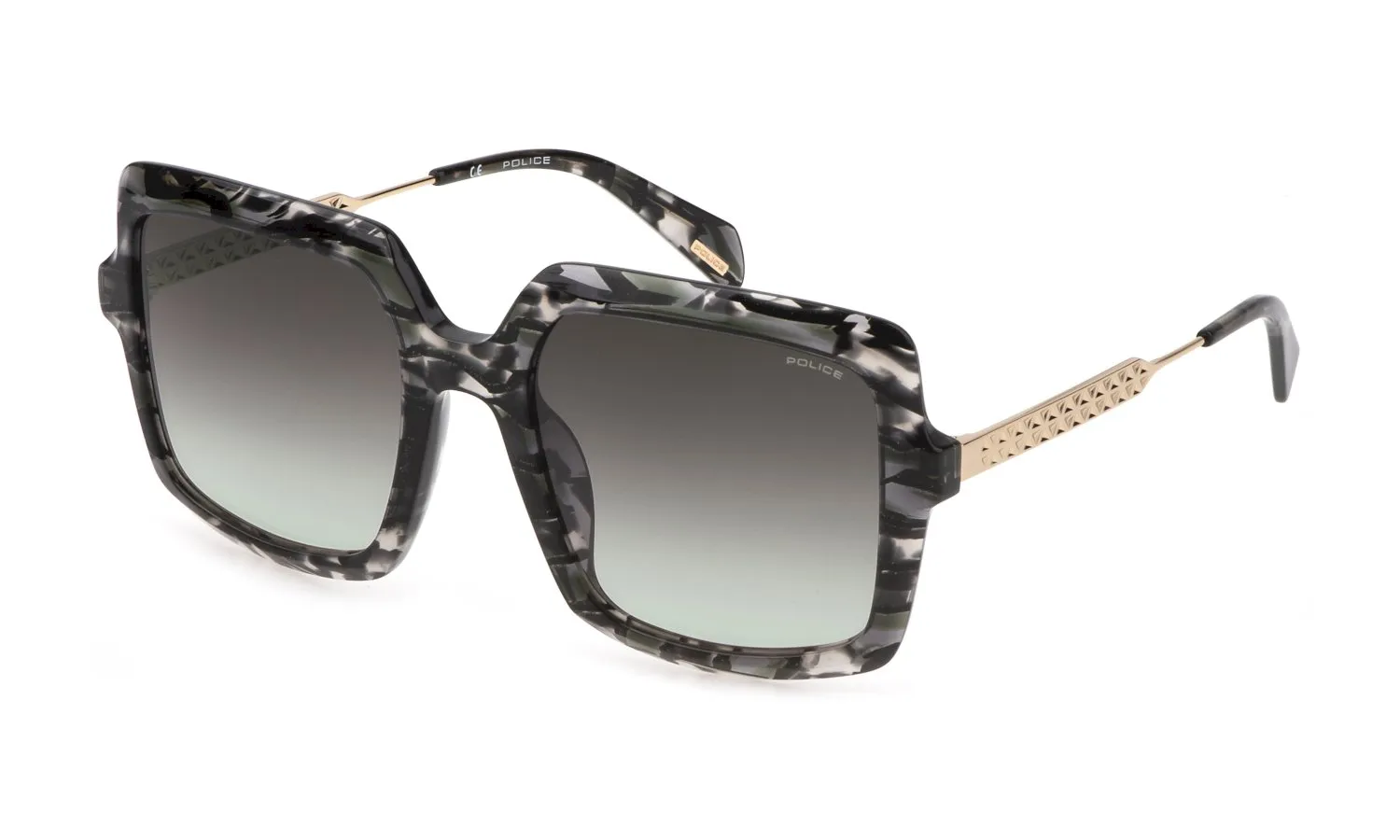 Police SPLG20 FAME 2 06RT Occhiali da sole Acetato Nero Grigio Squadrata Normale Sfumato - immagine 1