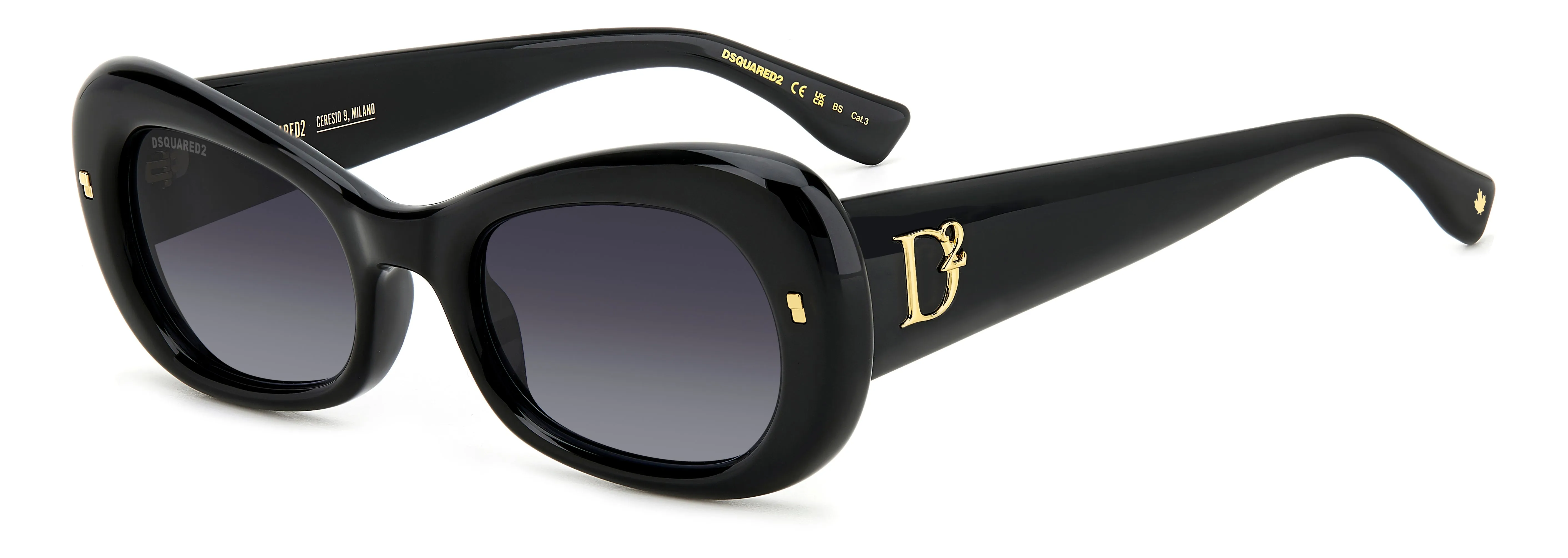 Dsquared2 D2 0110/S 807/9O Occhiali da sole Acetato Nero Grigio Geometrica Normale Sfumato - immagine 1