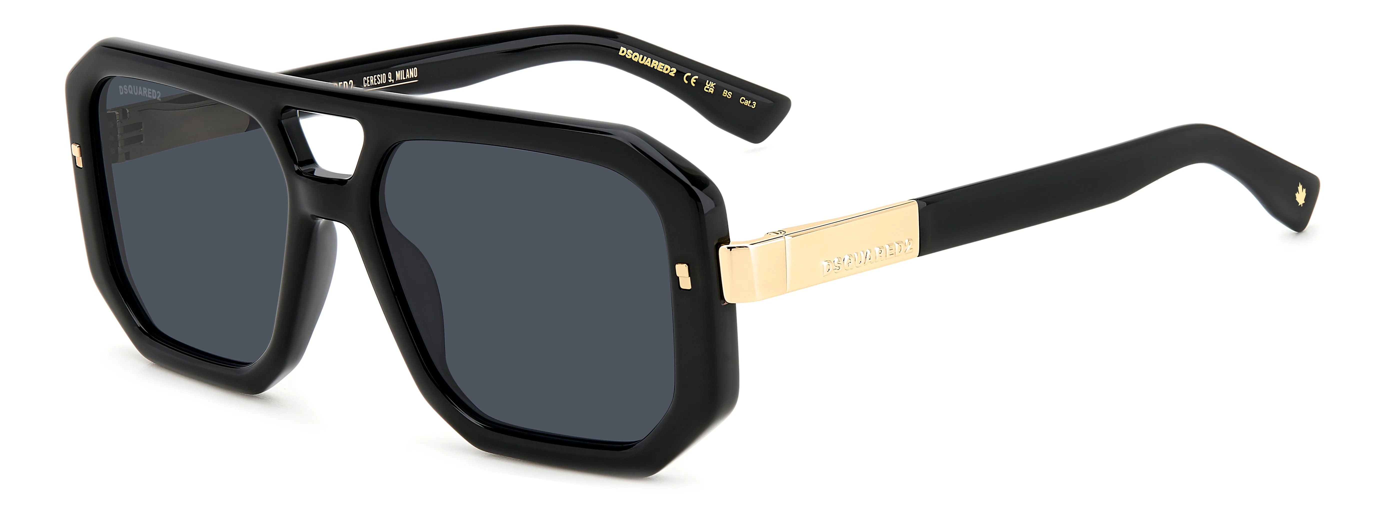 Dsquared2 D2 0105/S 807/2K Occhiali da sole Acetato Nero Grigio Squadrata Normale Antiriflesso - immagine 1