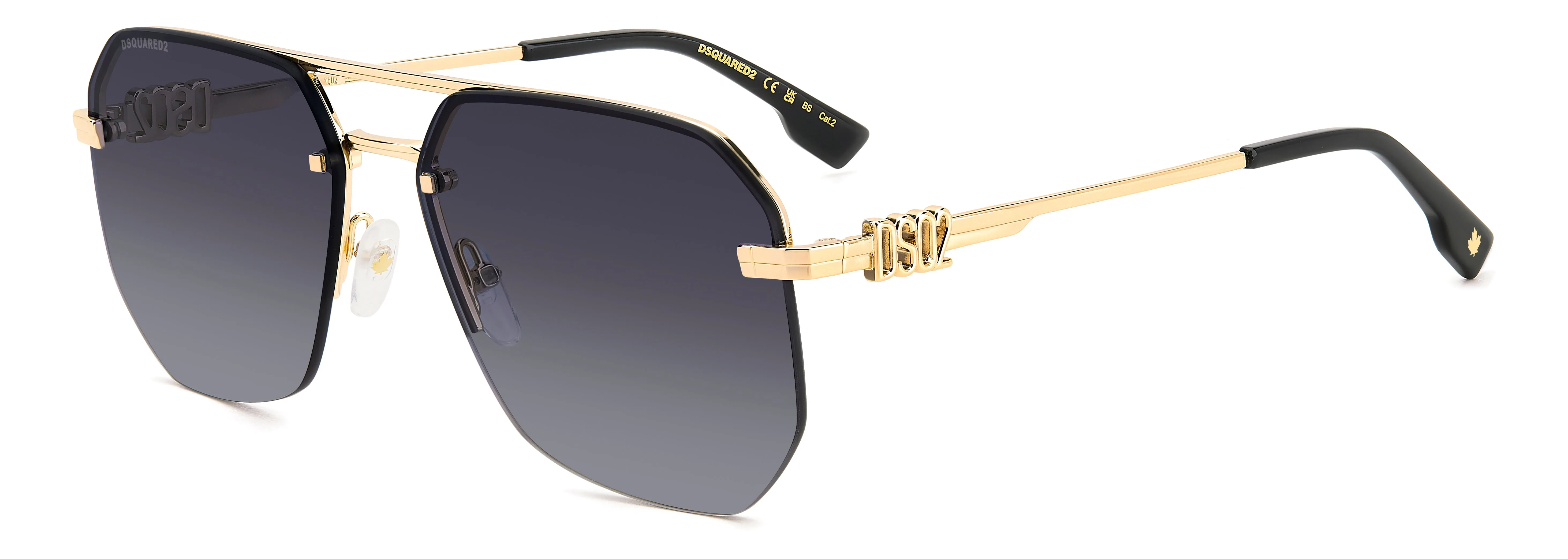 Dsquared2 D2 0103/S RHL/9O Occhiali da sole Metallo Oro Grigio Geometrica Normale Sfumato - immagine 1