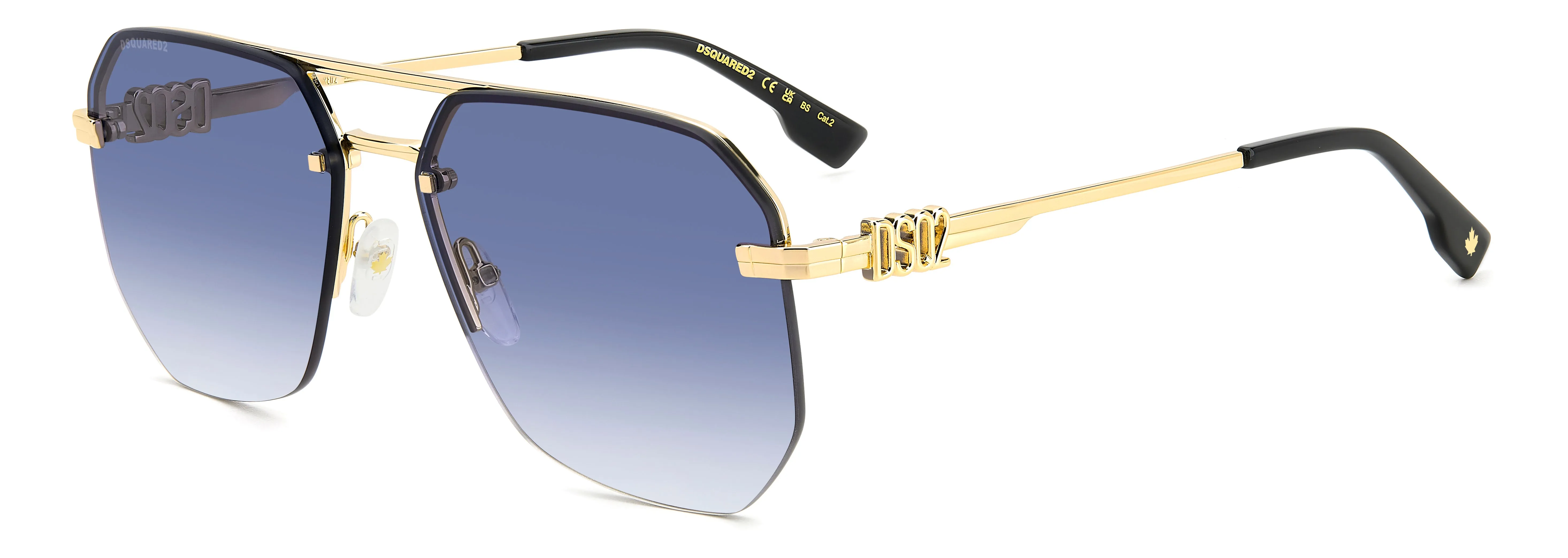 Dsquared2 D2 0103/S LKS/08 Occhiali da sole Metallo Oro Blu Geometrica Normale Sfumato - immagine 1