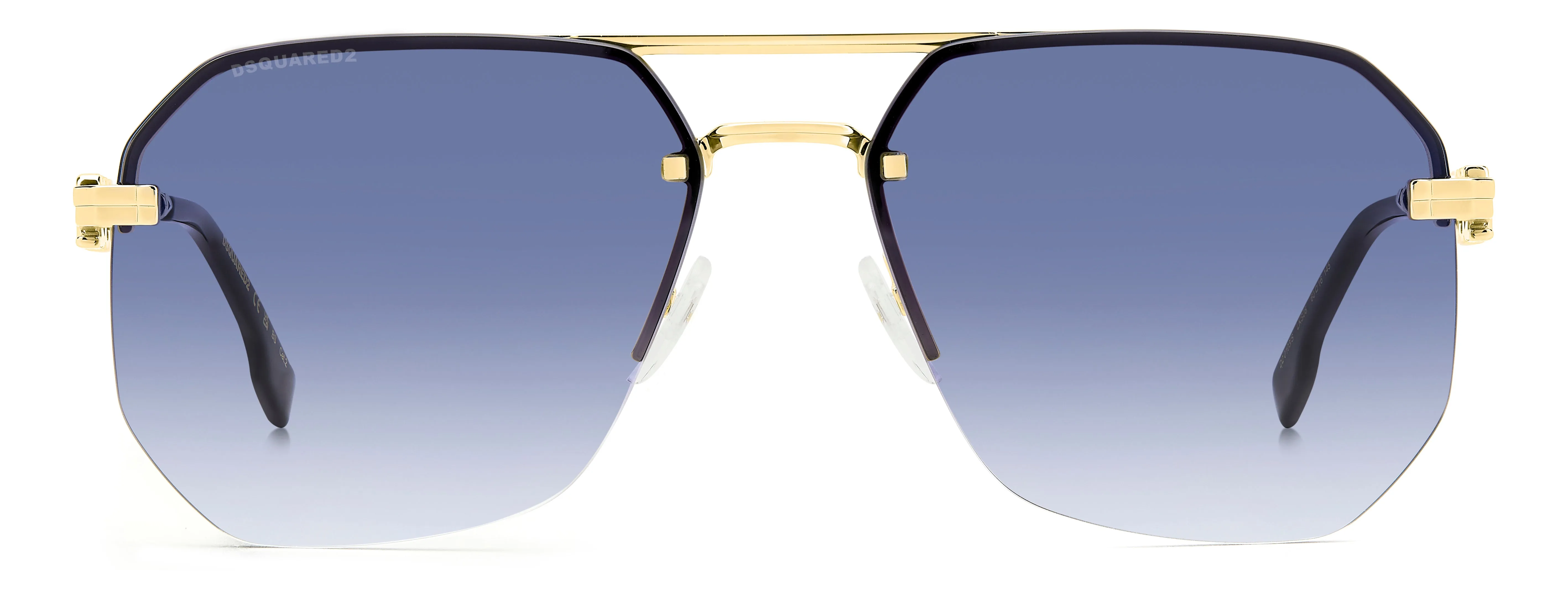 Dsquared2 D2 0103/S LKS/08 Occhiali da sole Metallo Oro Blu Geometrica Normale Sfumato - immagine 2
