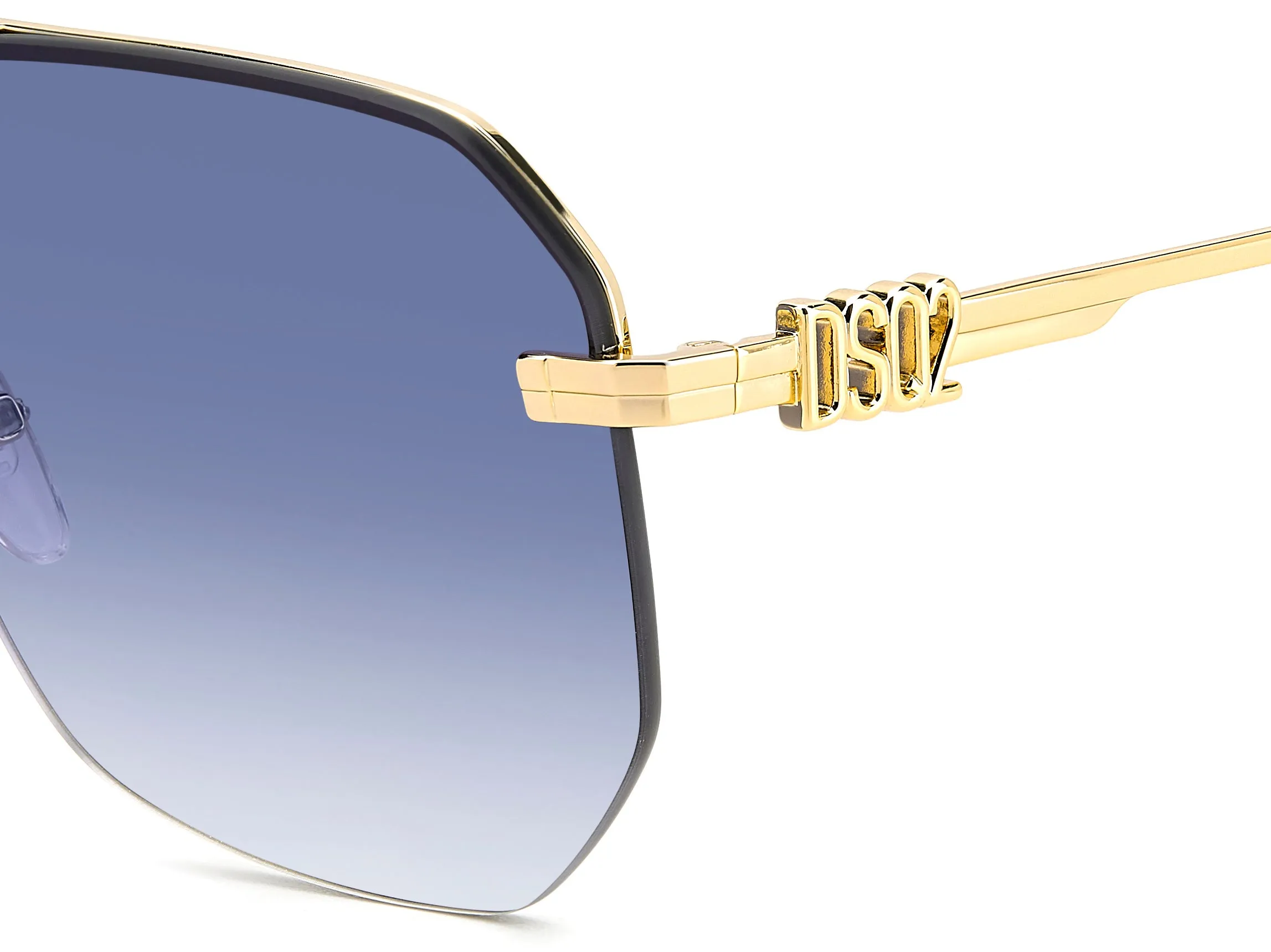 Dsquared2 D2 0103/S LKS/08 Occhiali da sole Metallo Oro Blu Geometrica Normale Sfumato - immagine 3