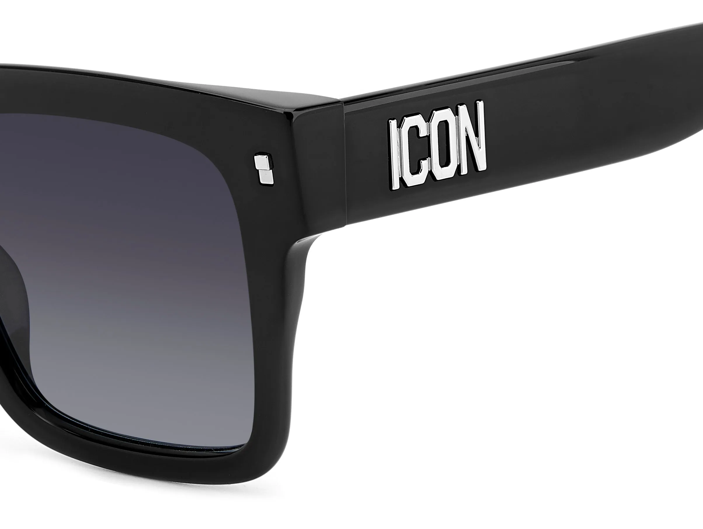 Dsquared2 ICON 0010/S 807/9O Occhiali da sole Acetato Nero Grigio Squadrata Normale Sfumato - immagine 3