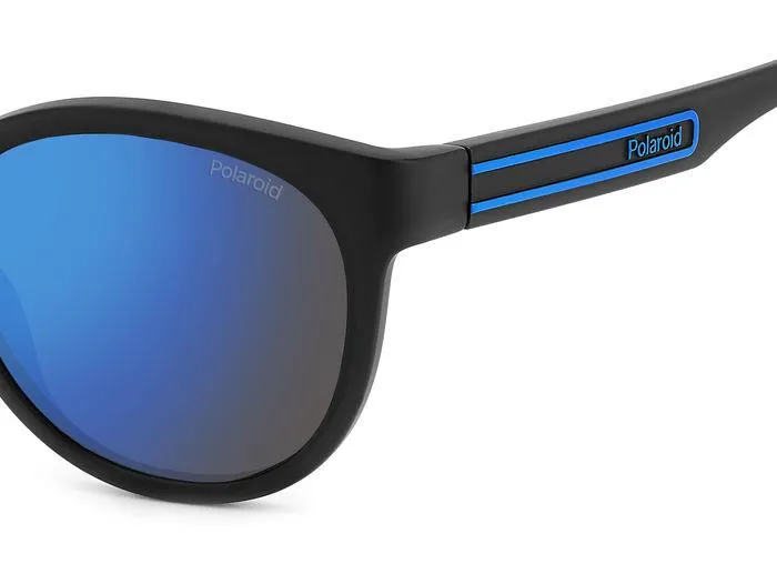 Polaroid PLD 2150/S OY4/5X Occhiali da sole Policarbonato Nero Blu Rotonda Polarizzata Specchiato - immagine 4