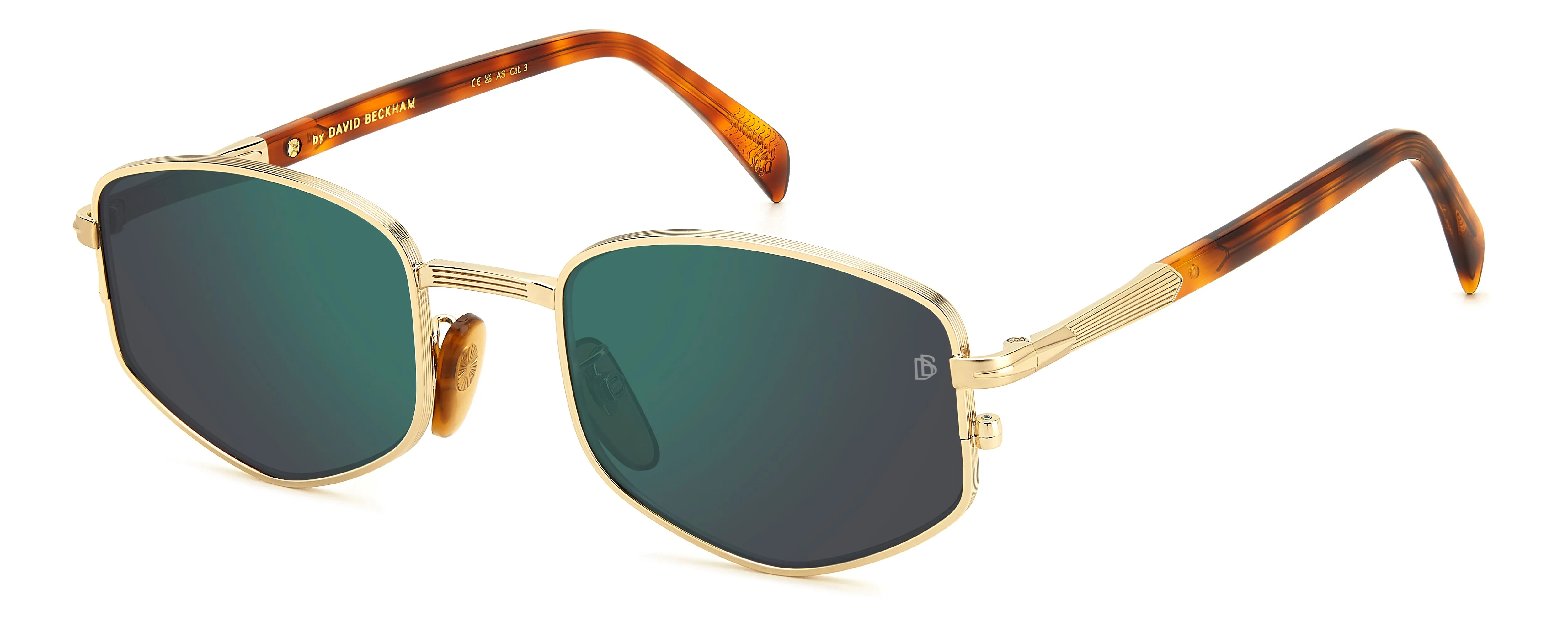 DAVID BECKHAM DB 1129/S HM2/MT Occhiali da sole Metallo Oro Havana Grigio Geometrica Specchiato - immagine 1