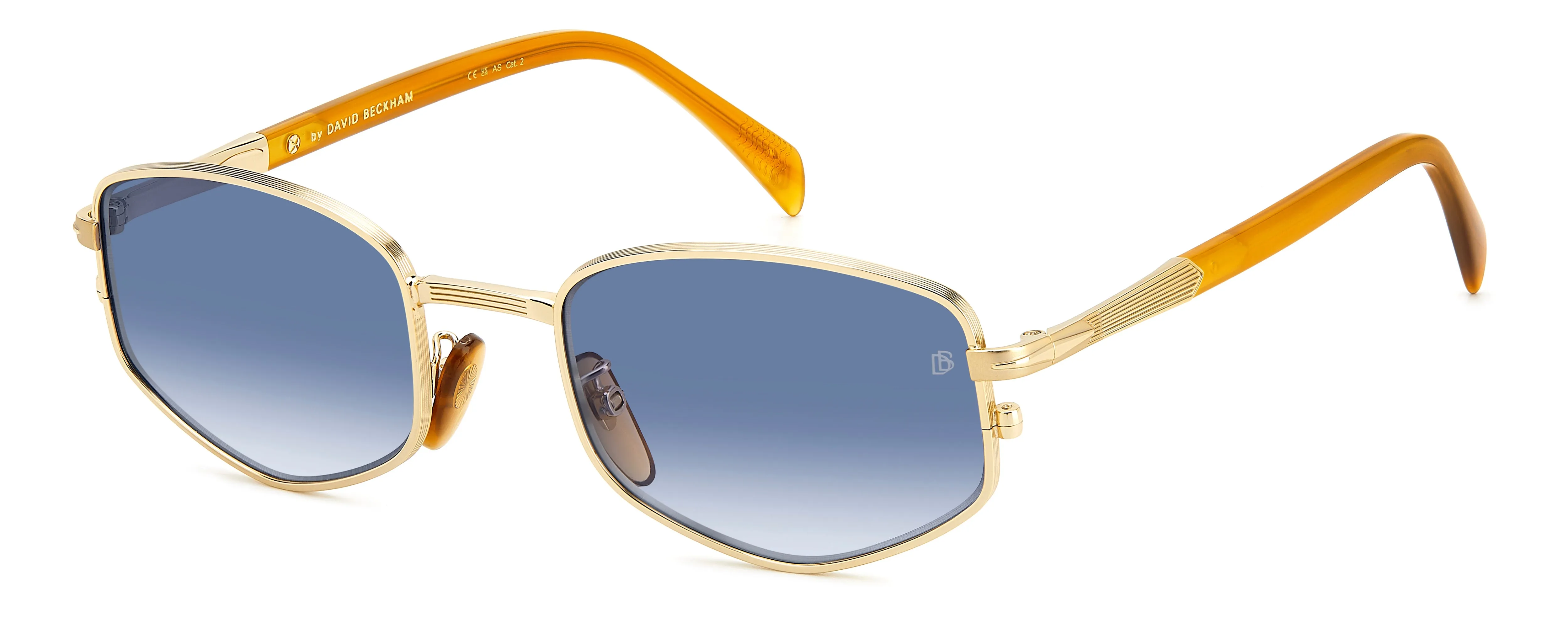 DAVID BECKHAM DB 1129/S F6W/08 Occhiali da sole Metallo Oro / Marrone Blu Geometrica Sfumato - immagine 1