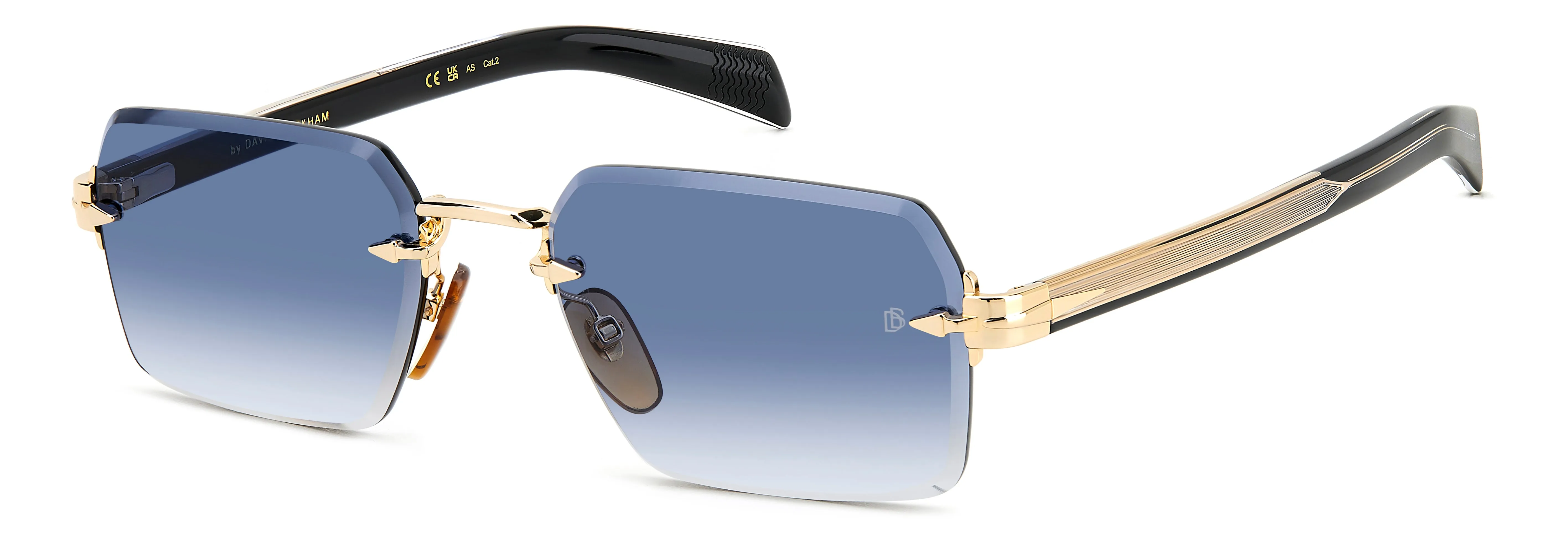 DAVID BECKHAM DB 7109/S RHL/08 Occhiali da sole Metallo Oro / Nero Blu Geometrica Sfumato - immagine 1
