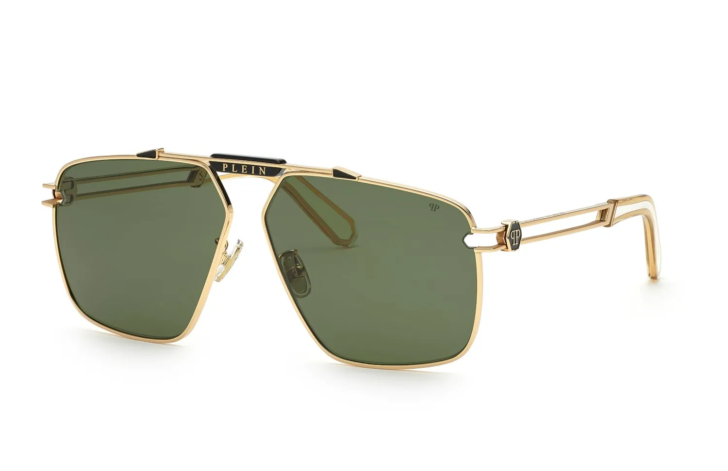 Philipp Plein SPP049M SILVER PLEIN SEVENTIESLEIN 301 Occhiali da sole Metallo Oro Grigio Geometrica Normale - immagine 1