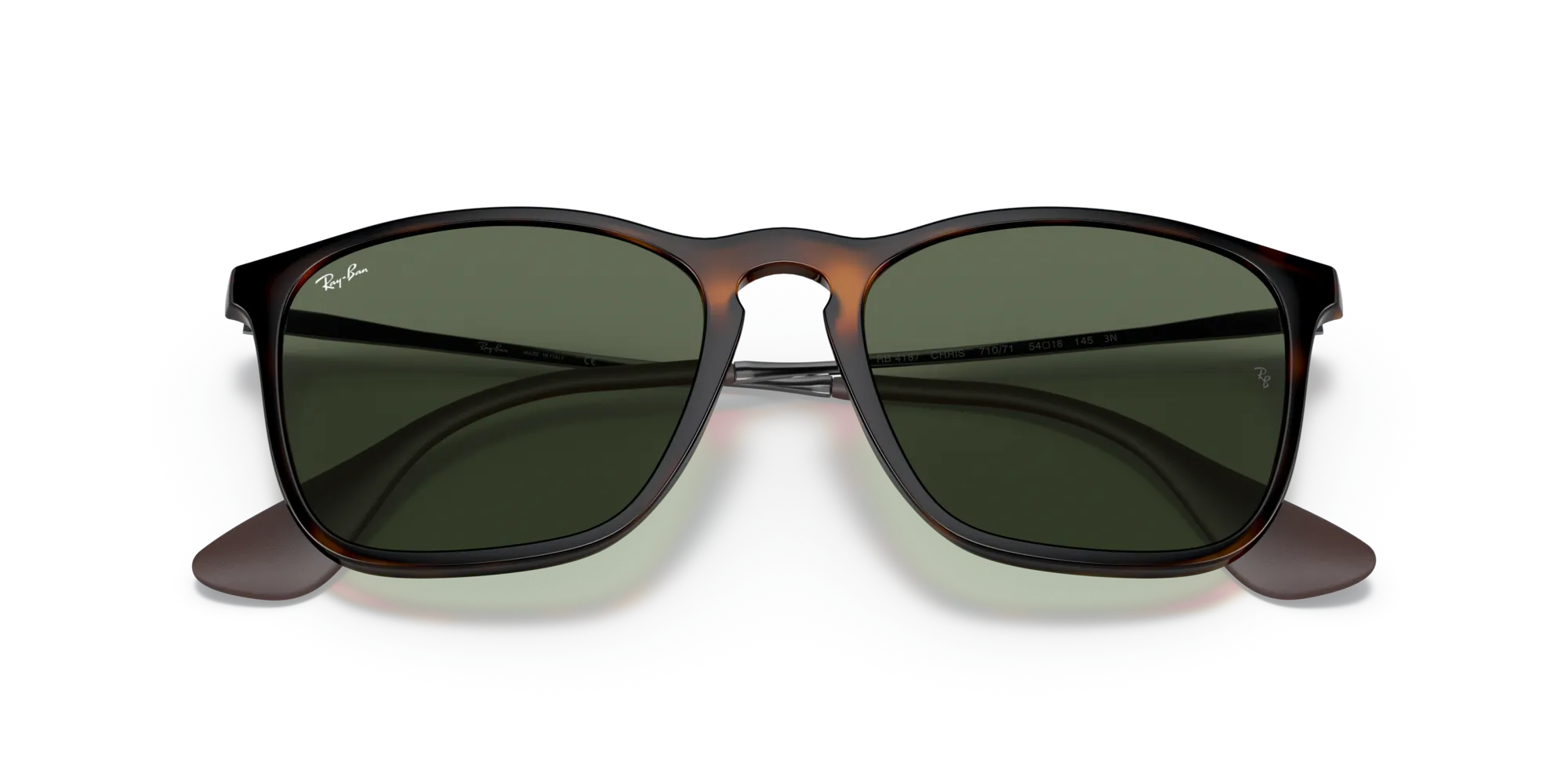 Ray - Ban RB4187 CHRIS 710/71 Occhiali da sole Iniettato Tartaruga Verde Squadrata Normale - immagine 2