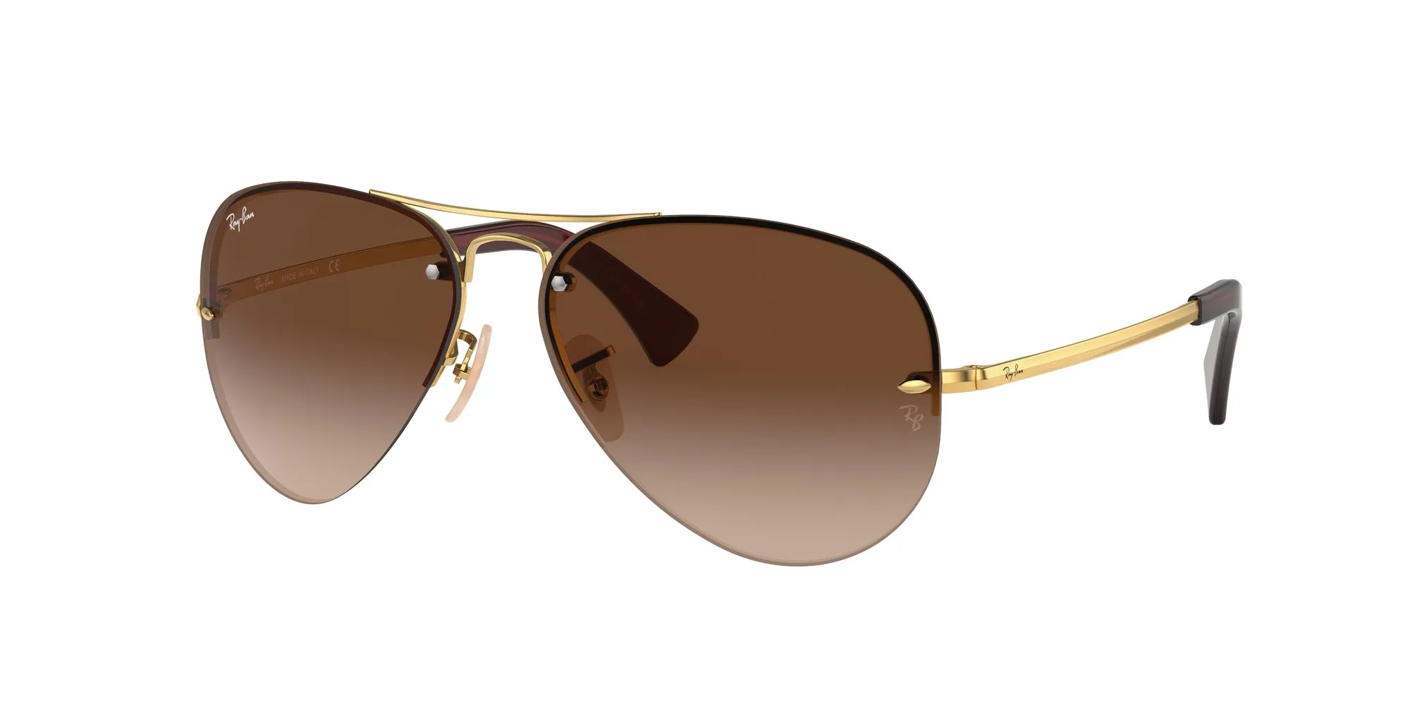 Ray - Ban RB3449 RB3449 001/13 Occhiali da sole Metallo Oro Marrone Pilot Normale Sfumato - immagine 1