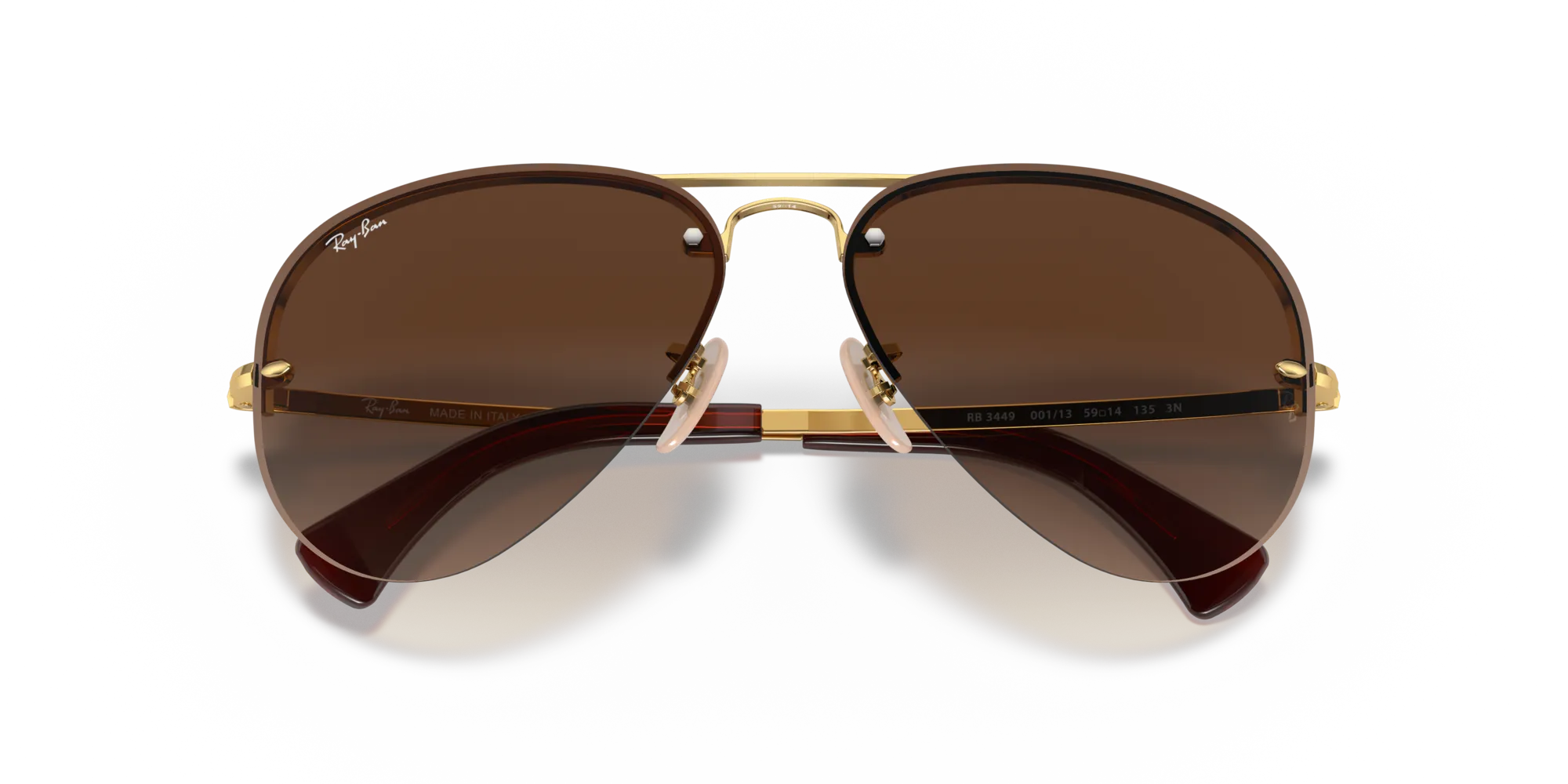 Ray - Ban RB3449 RB3449 001/13 Occhiali da sole Metallo Oro Marrone Pilot Normale Sfumato - immagine 2