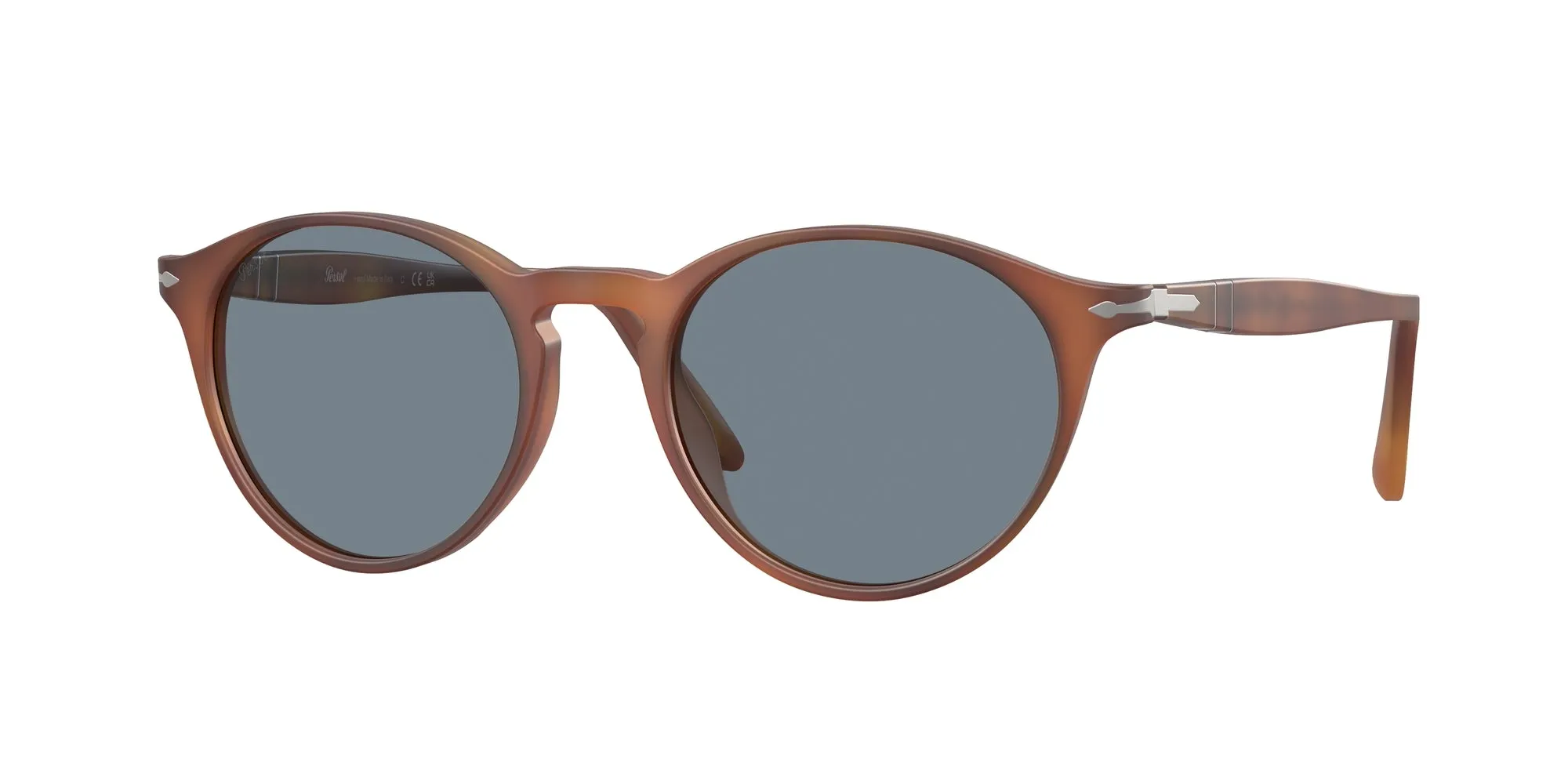 Persol PO3092SM 900656 Occhiali da sole Acetato Marrone Blu Rotonda Normale - immagine 1