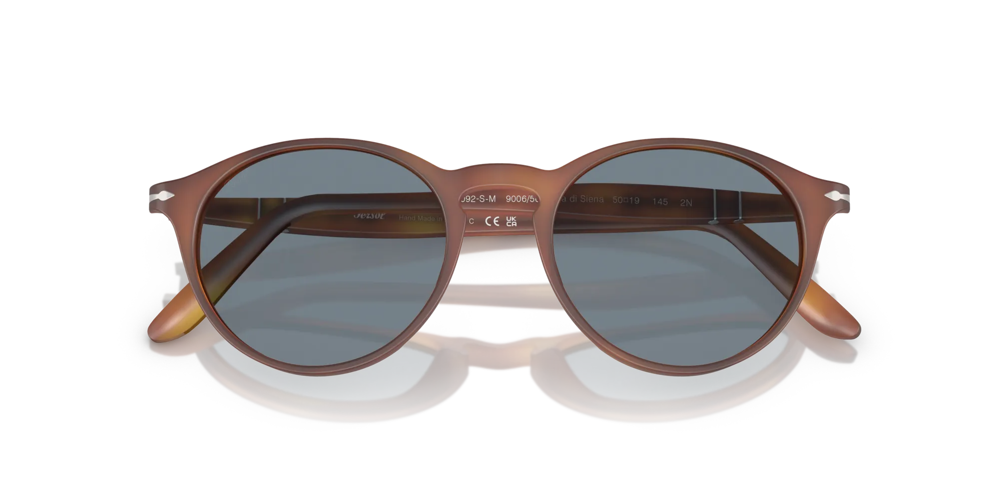 Persol PO3092SM 900656 Occhiali da sole Acetato Marrone Blu Rotonda Normale - immagine 2