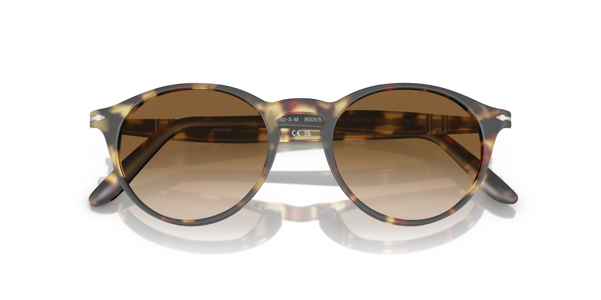 Persol PO3092SM 900551 Occhiali da sole Acetato Tartaruga Marrone Rotonda Normale Sfumato - immagine 2