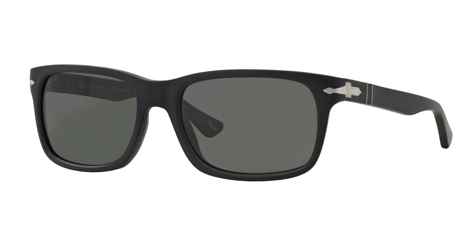 Persol PO3048S 900058 Occhiali da sole Acetato Nero Verde Squadrata Polarizzata - immagine 1