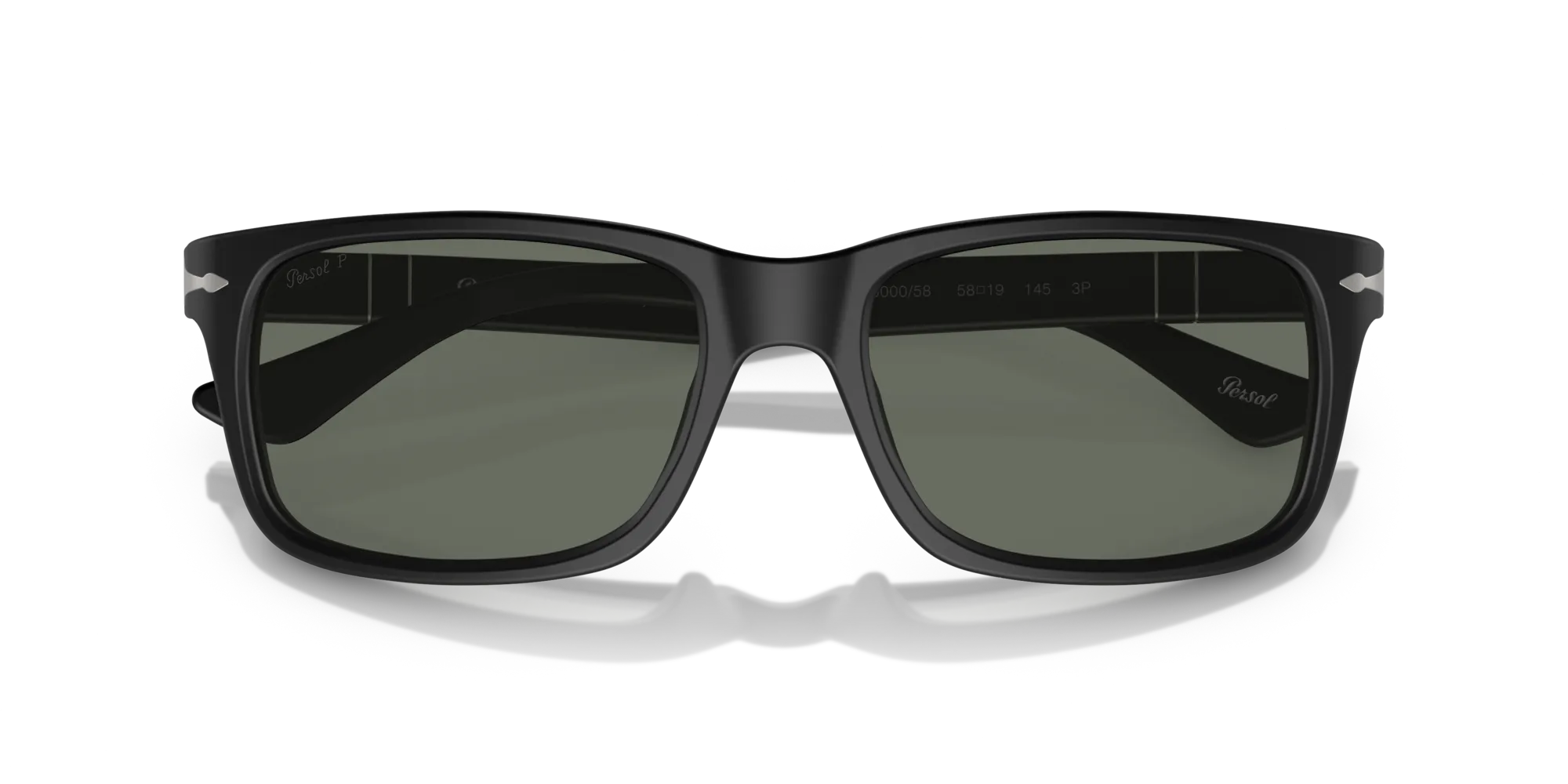 Persol PO3048S 900058 Occhiali da sole Acetato Nero Verde Squadrata Polarizzata - immagine 2