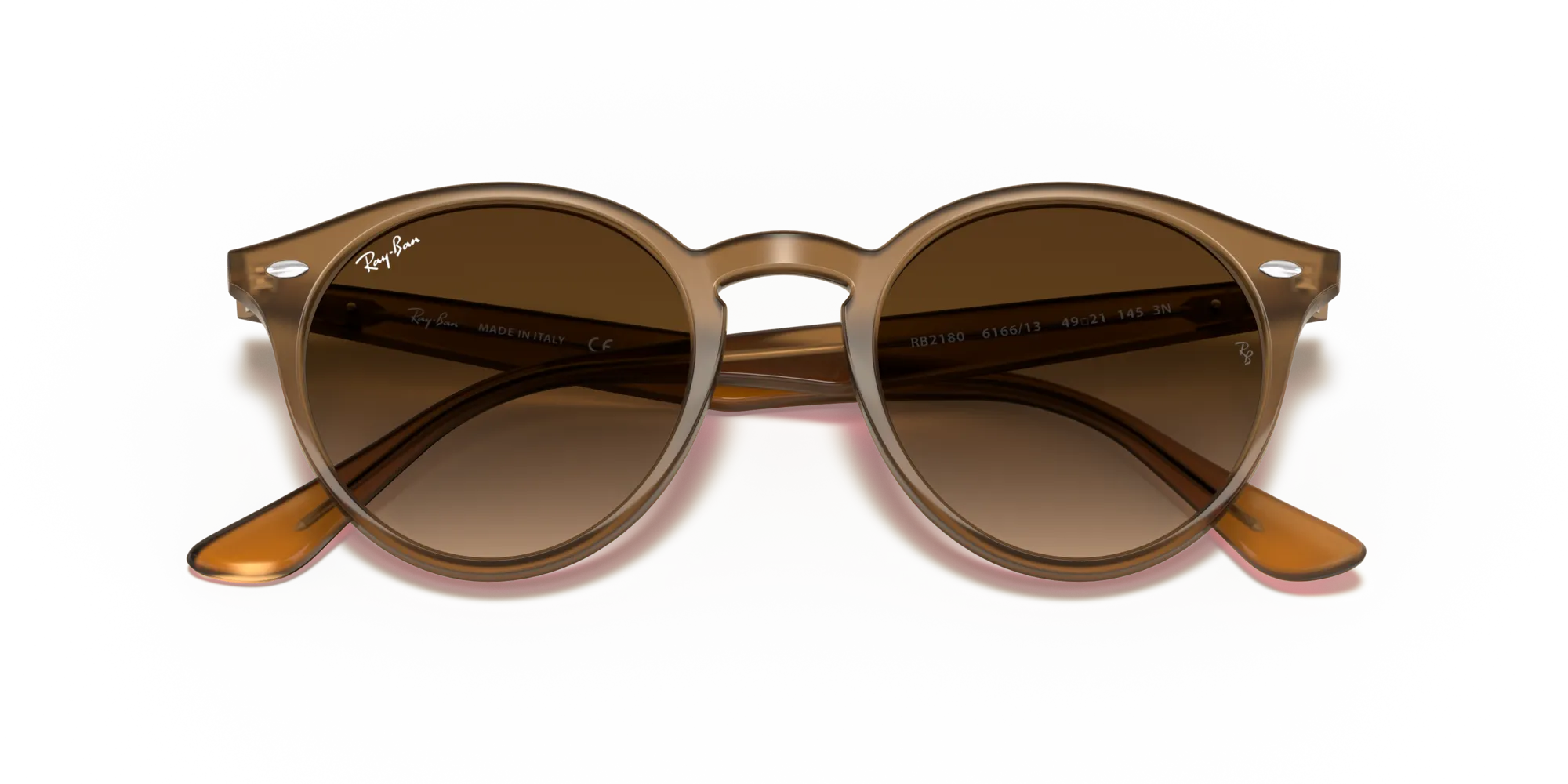 Ray - Ban RB2180 616613 Occhiali da sole Iniettato Marrone Marrone Rotonda Normale Sfumato - immagine 2