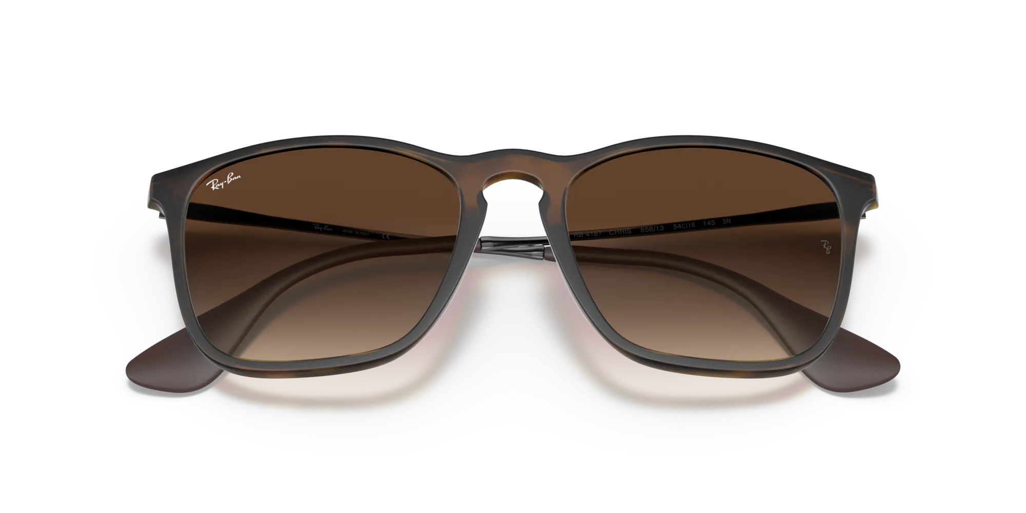 Ray - Ban RB4187 CHRIS 856/13 Occhiali da sole Iniettato Tartaruga Marrone Squadrata Normale Sfumato - immagine 2
