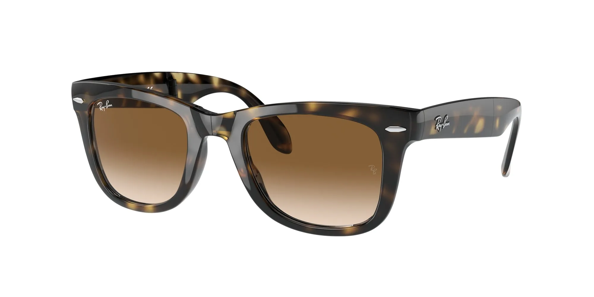 Ray - Ban RB4105 FOLDING WAYFARER 710/51 Occhiali da sole Iniettato Tartaruga Squadrata Normale Sfumato - immagine 1