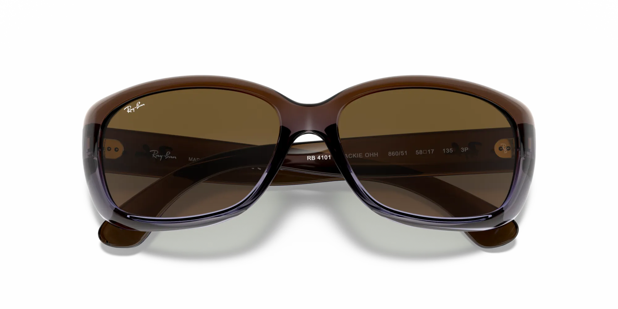 Ray - Ban RB4101 JACKIE OHH 860/51 Occhiali da sole Iniettato Marrone Marrone Farfalla Normale Sfumato - immagine 2