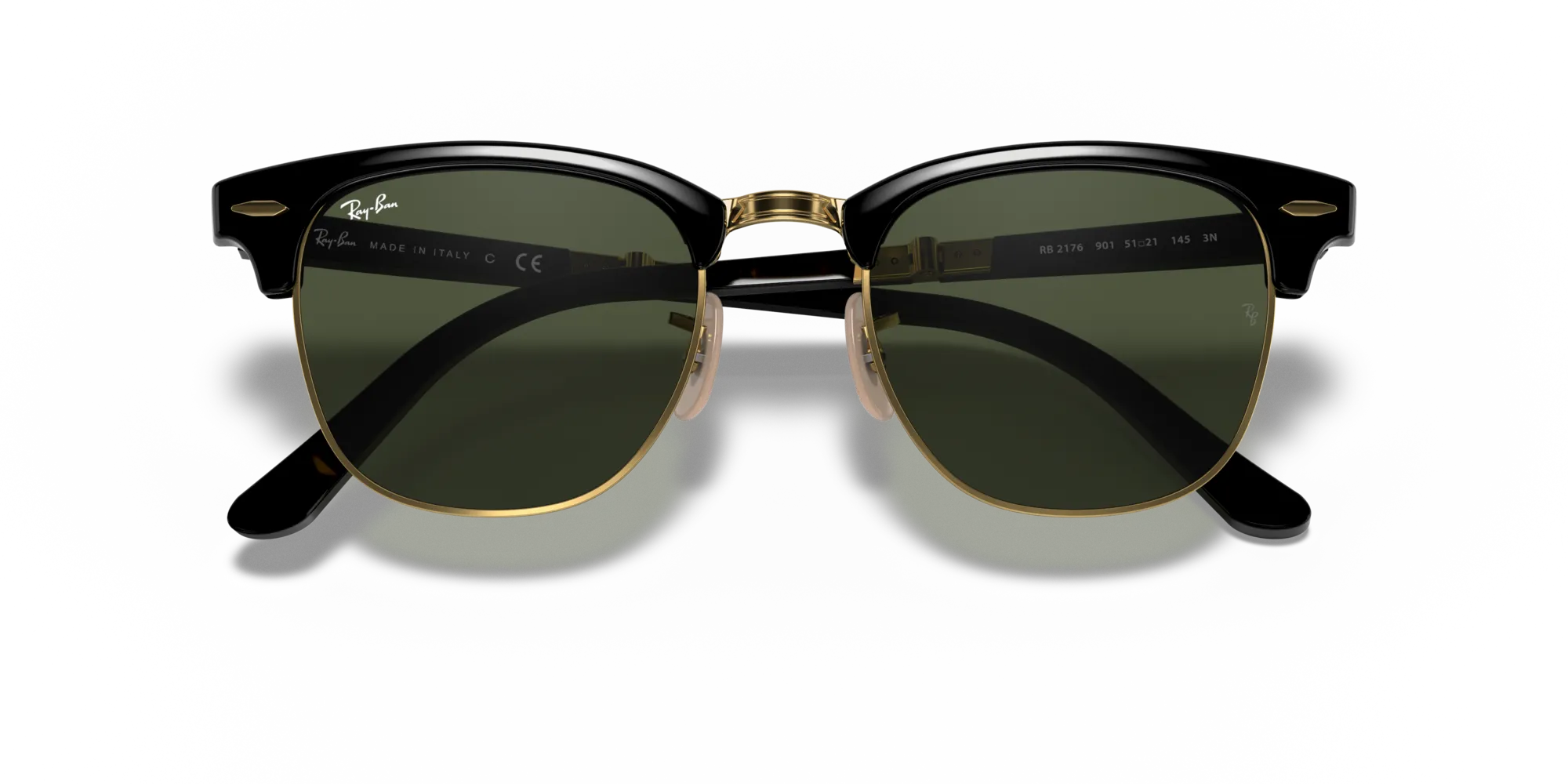 Ray - Ban RB2176 CLUBMASTER FOLDING 901 Occhiali da sole Acetato Nero G15 Squadrata Normale - immagine 2