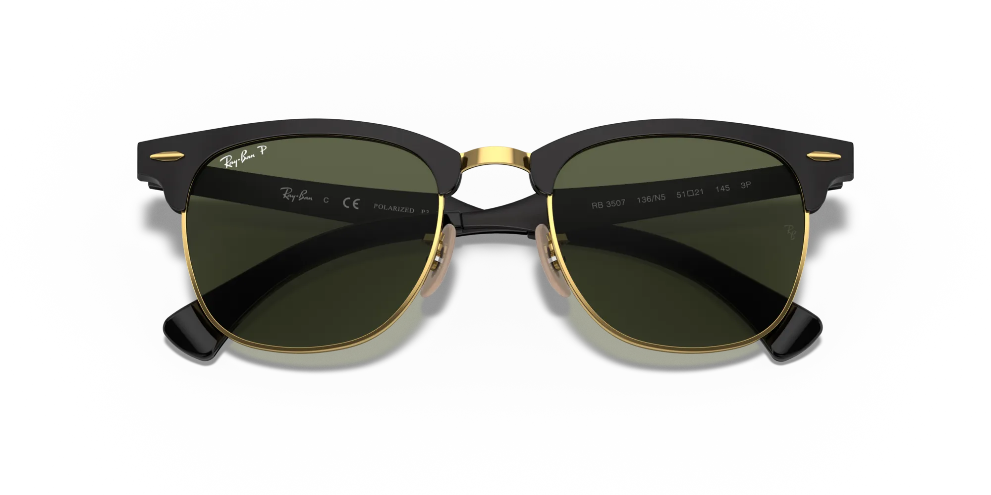 Ray - Ban RB3507 CLUBMASTER ALUMINUM 136/N5 Occhiali da sole Metallo Nero [""] Squadrata Polarizzata - immagine 2